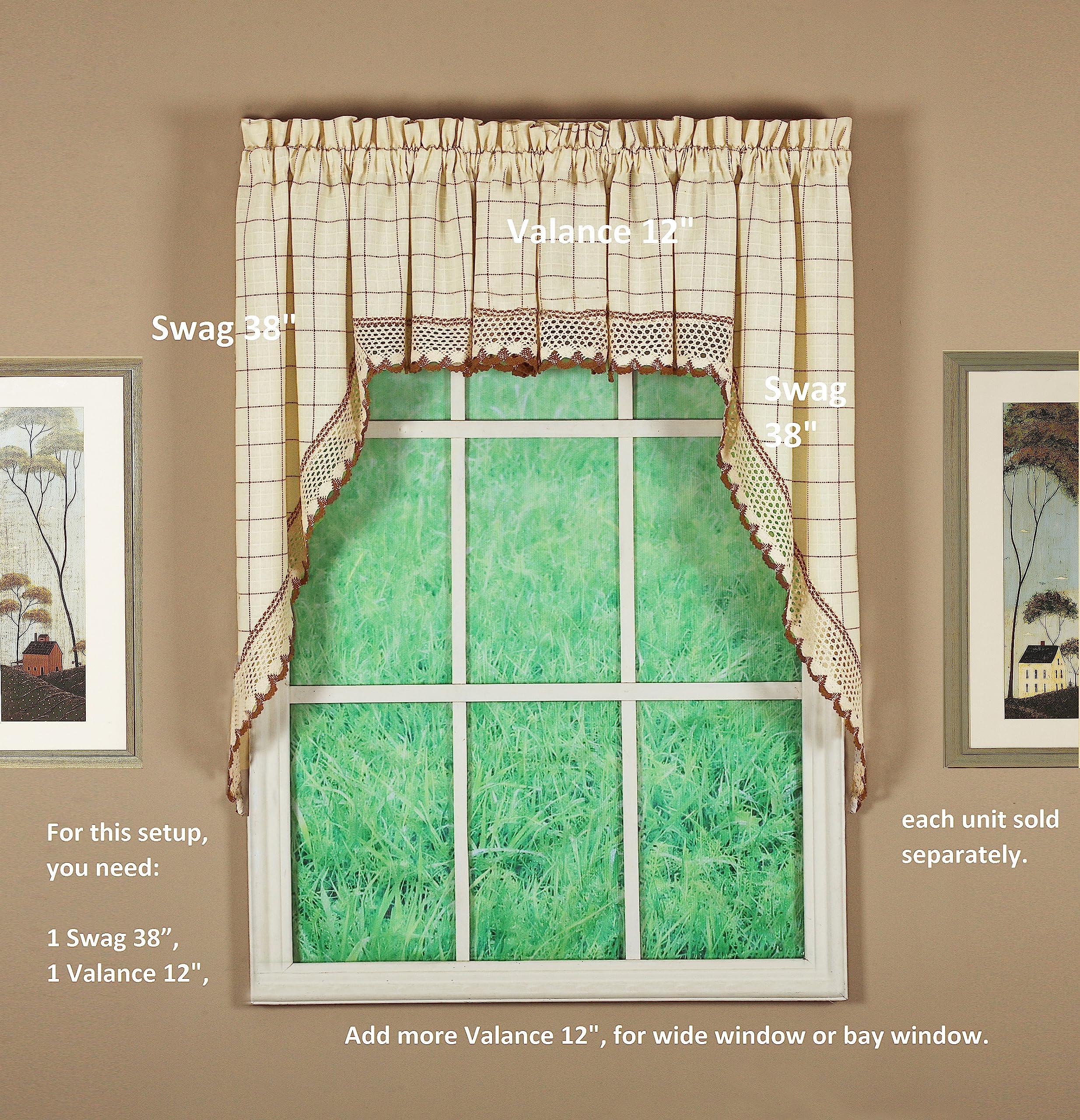 Today's Curtain Adirondack 2-Tone Crochet Swag 38", Ecru/Toast, 60W x 38L - Image 2