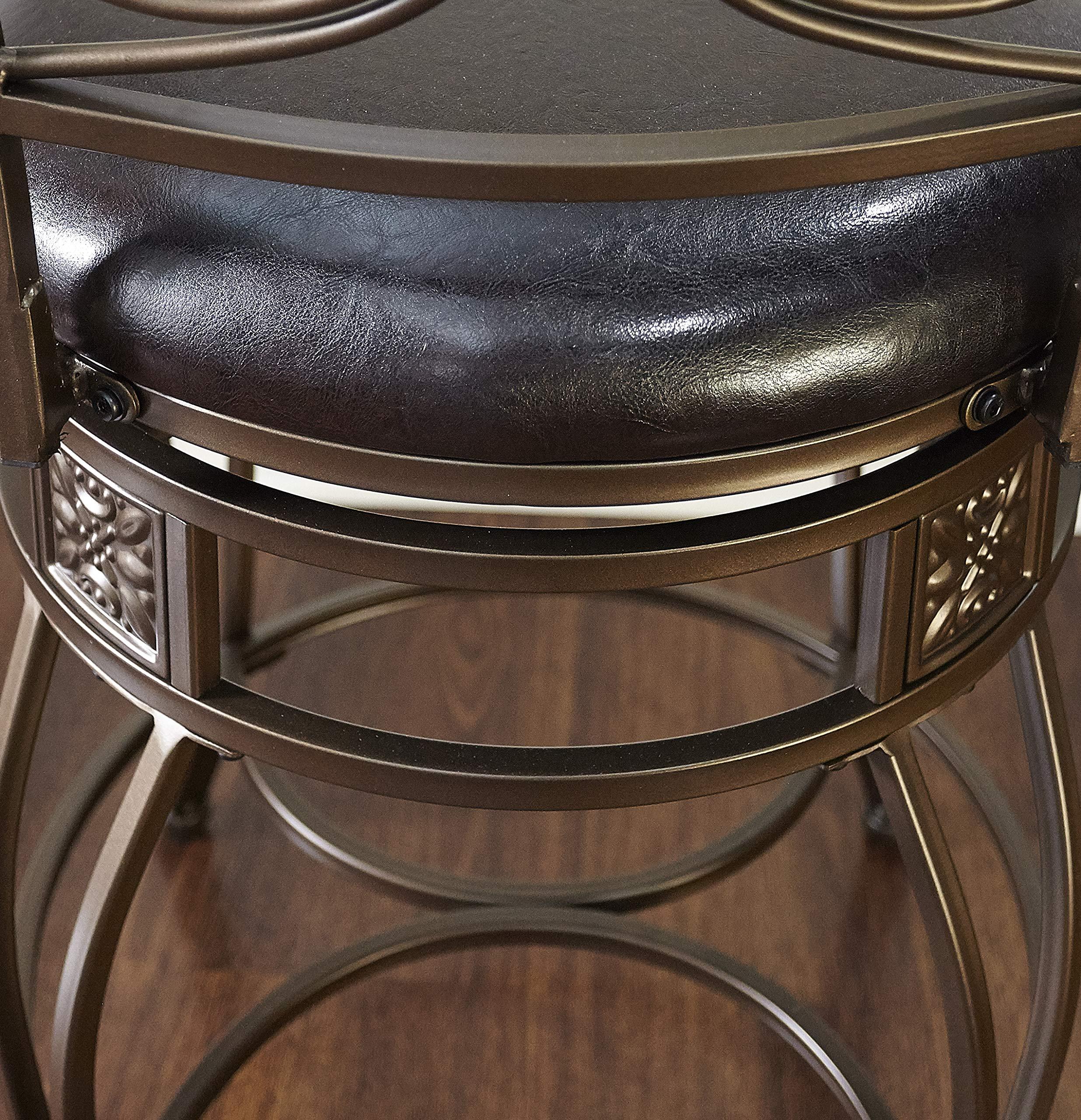 Powell Big and Tall Back Scroll Stool, Counter Height, Dark Bronze/Brown - Image 9