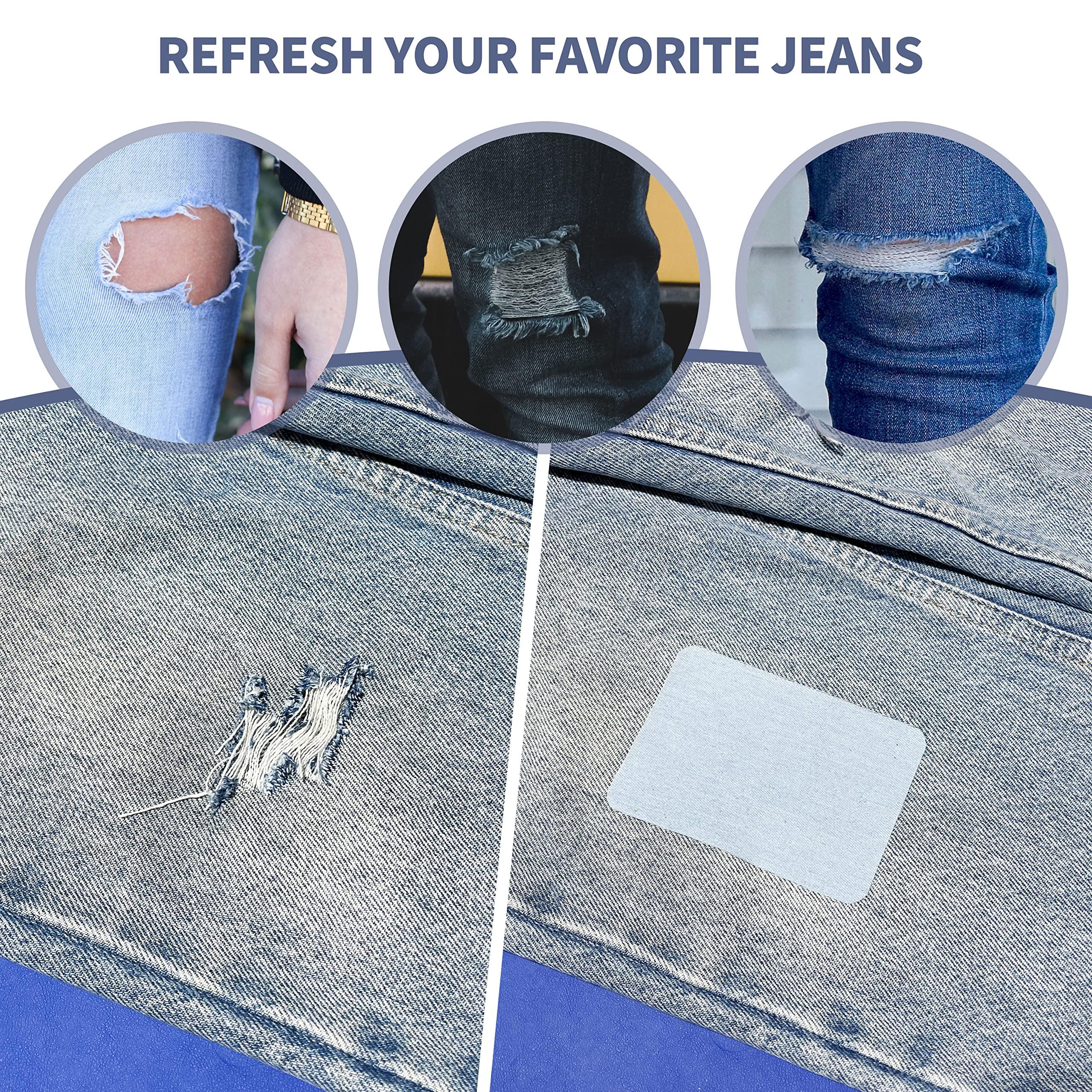 KING MOUNTAIN Iron-on Repair Patch 20 Pcs Pack,Denim Patches for Jeans Kit 3" by 4-1/4", 100% Cotton Denim Iron-on Repair Patch,Jeans and Clothing Repair and Decoration Kit (Five Color) - Image 3