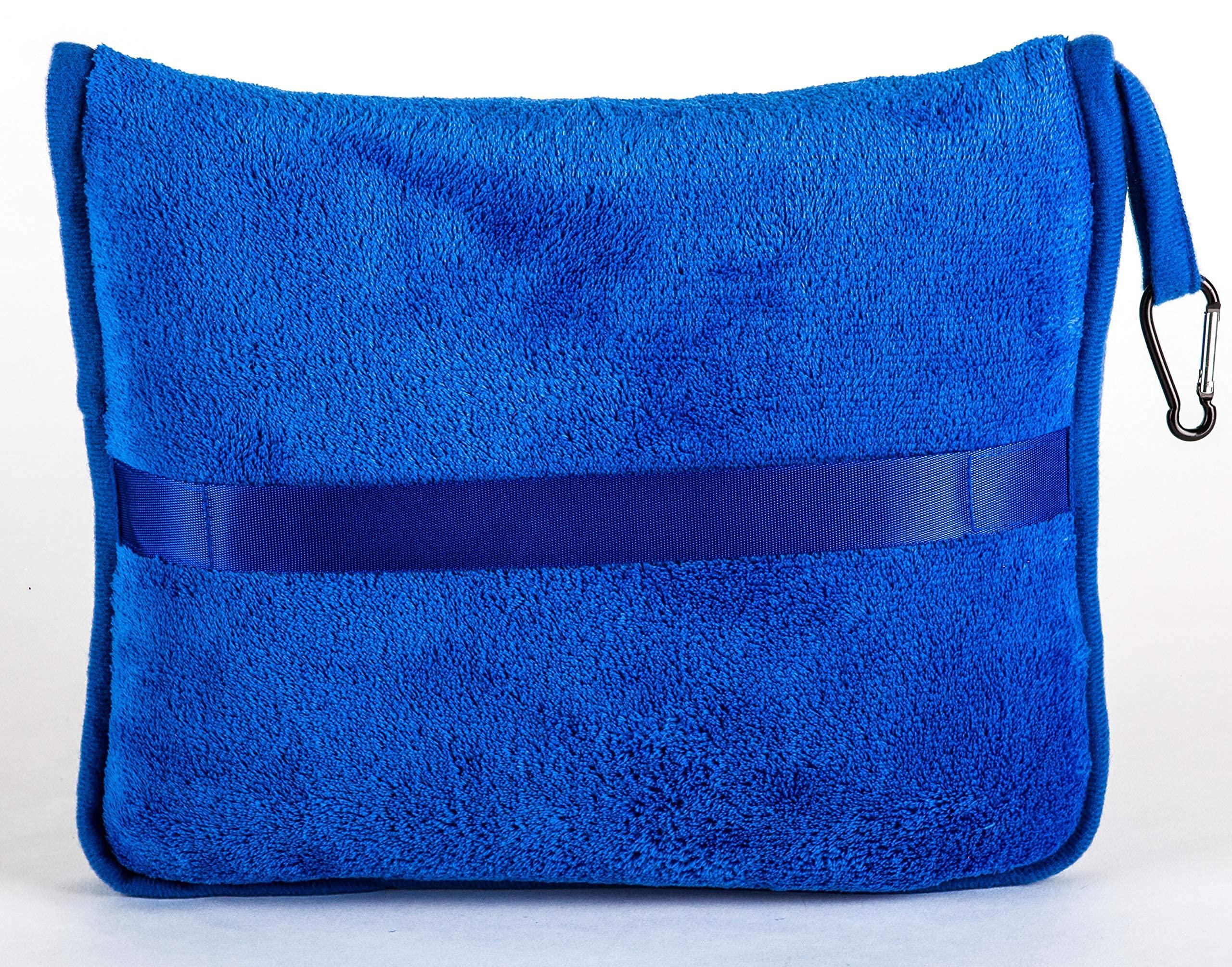 BlueHills 2-Pack Premium Soft Travel Blanket Pillow Airplane Blanket in Soft Bag Pillowcase with Hand Luggage Belt and Backpack Clip, Compact Pack Large Blankets for Any Travel Royal Blue T015 - Image 8