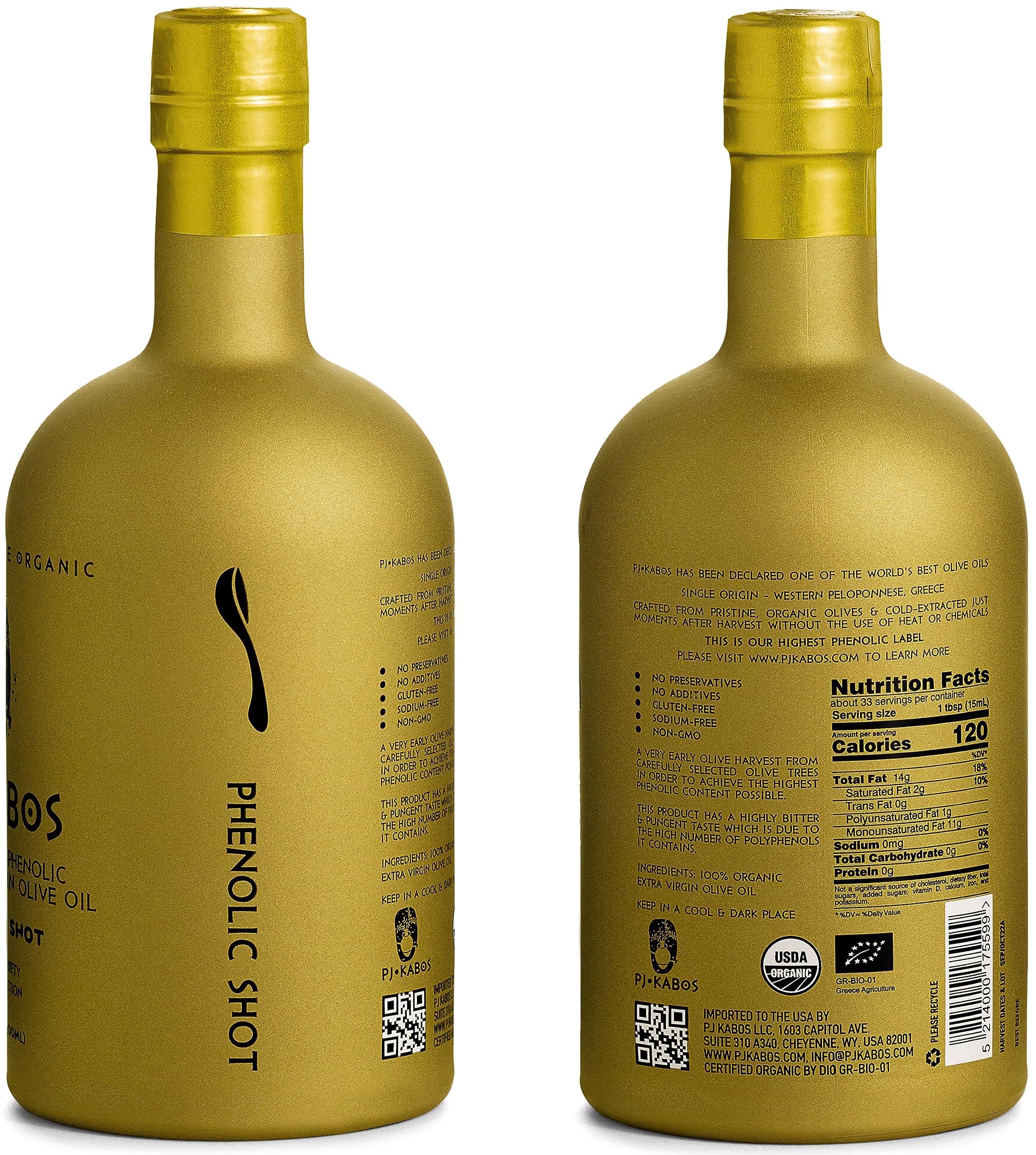 P.J. KABOS 2024/25 Harvest, Extremely High Phenolic (1000+ mg/kg), USDA Organic Greek Extra Virgin Olive Oil, Kosher, Greece, Cold Extracted, 16.9oz Bottle, PJ KABOS “Family Reserve Organic - Phenolic Shot” - Image 3
