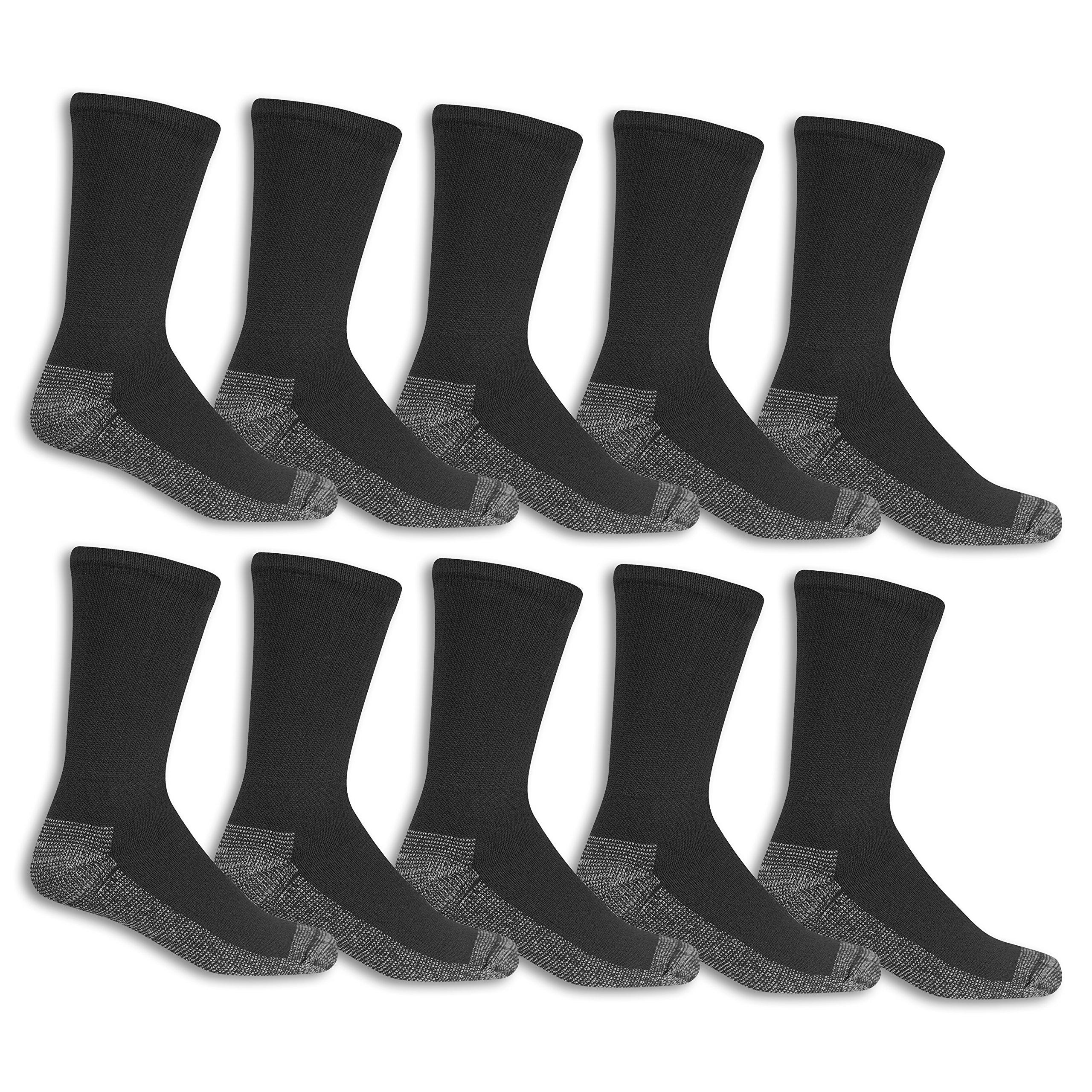 Fruit of the Loom Men’s Work Gear Cushioned Crew Socks 10 Pair