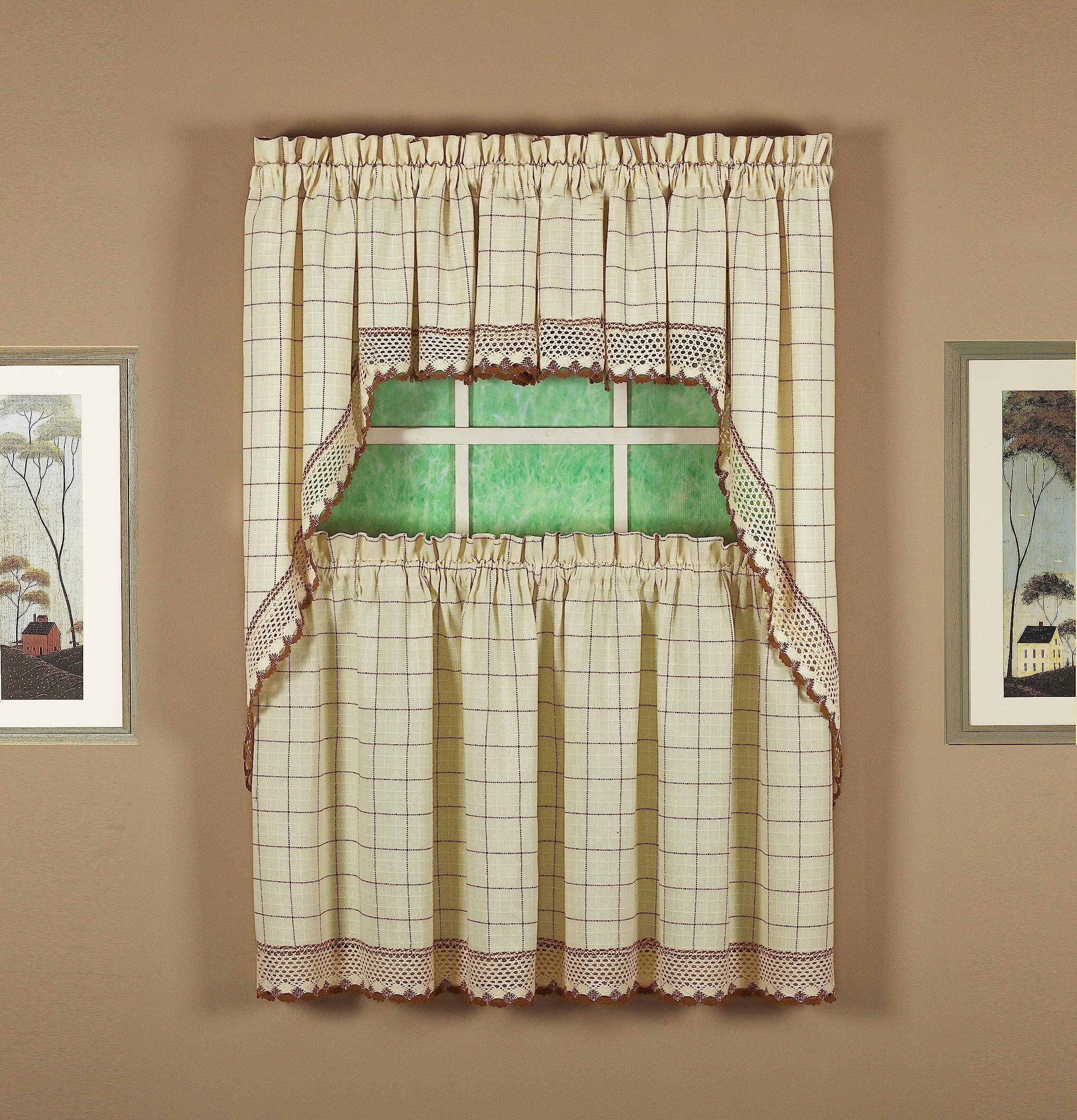 Today's Curtain Adirondack 2-Tone Crochet Swag 38", Ecru/Toast, 60W x 38L - Image 6