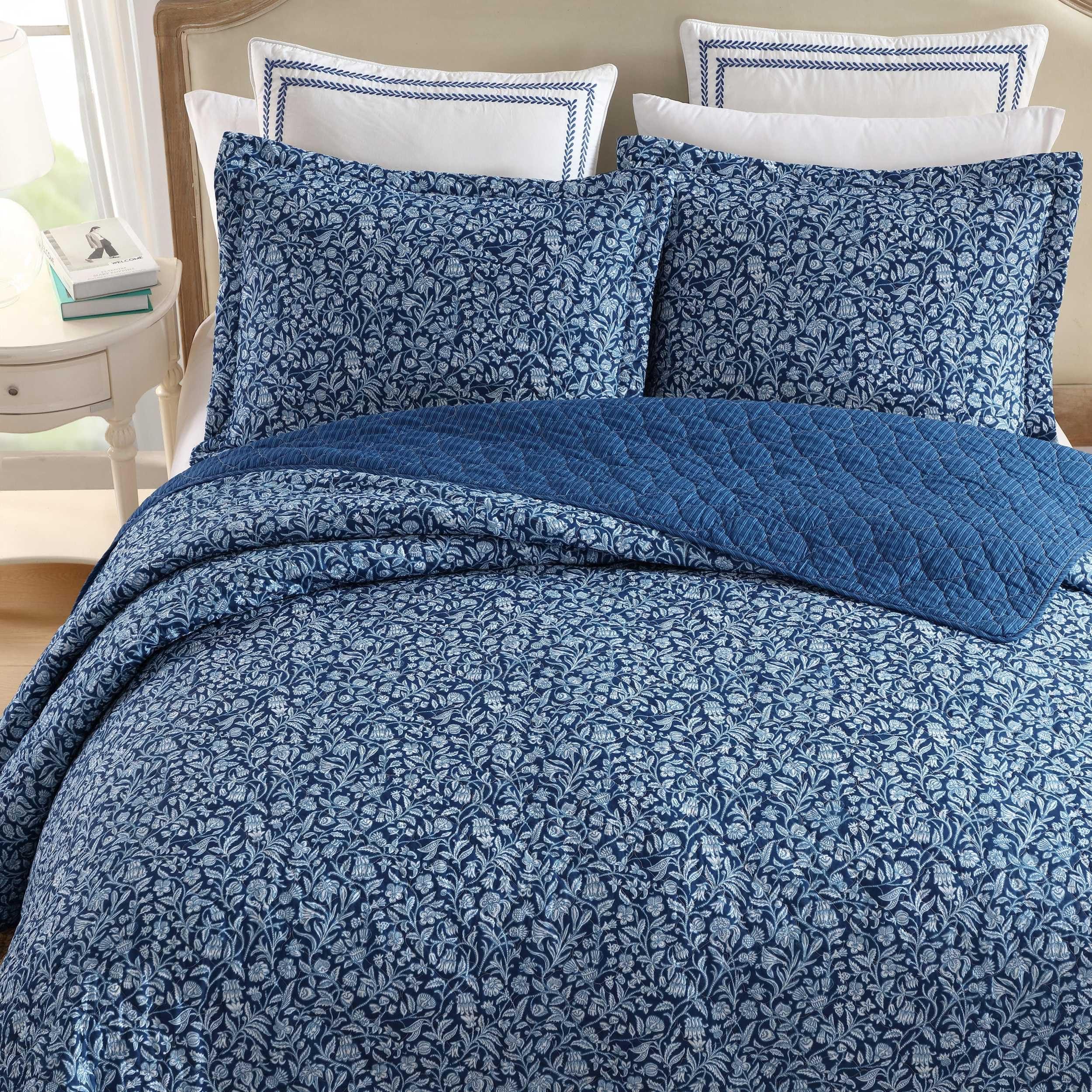 Laura Ashley - Quilt Set, Super Soft Fabric Bedding with Matching Sham, Toile-Inspired Print, Floral Home Essentials (Elaina Blue, Twin) - Image 3
