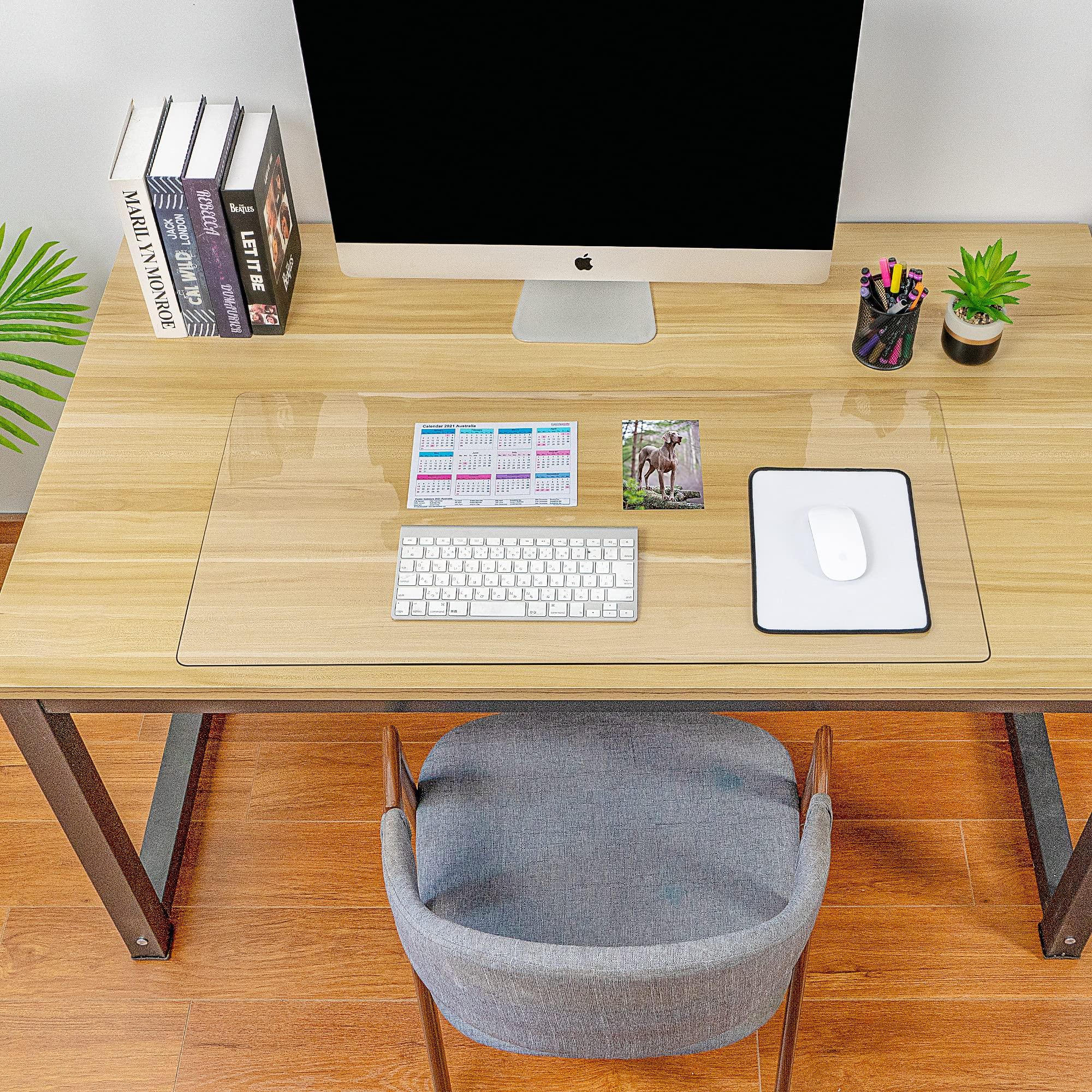 Awnour Clear Desk Mat on top of desks - 32 x 16 inches - Clear Transparent Plastic Desk Protector - Desk Writing Mat for Office and Home - Image 2
