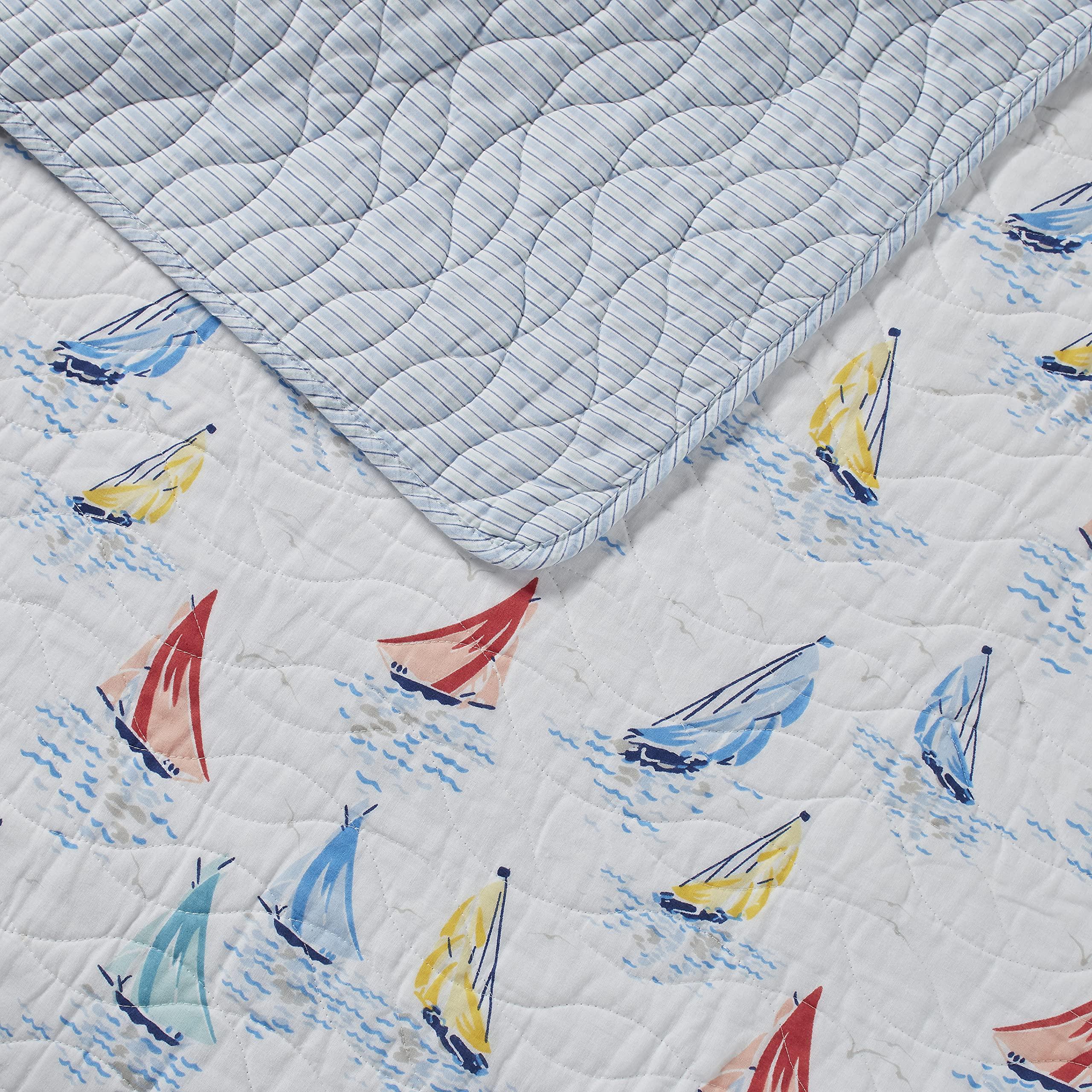 Laura Ashley - King Quilt Set, Cotton Reversible Bedding with Matching Shams, Home Decor Ideal for All Seasons (Ahoy Blue, King) - Image 3
