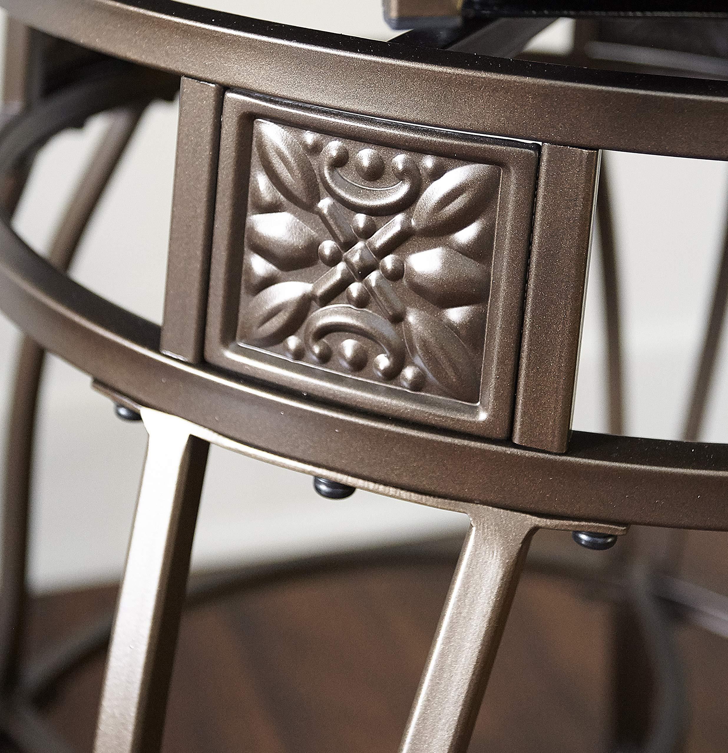 Powell Big and Tall Back Scroll Stool, Counter Height, Dark Bronze/Brown - Image 17