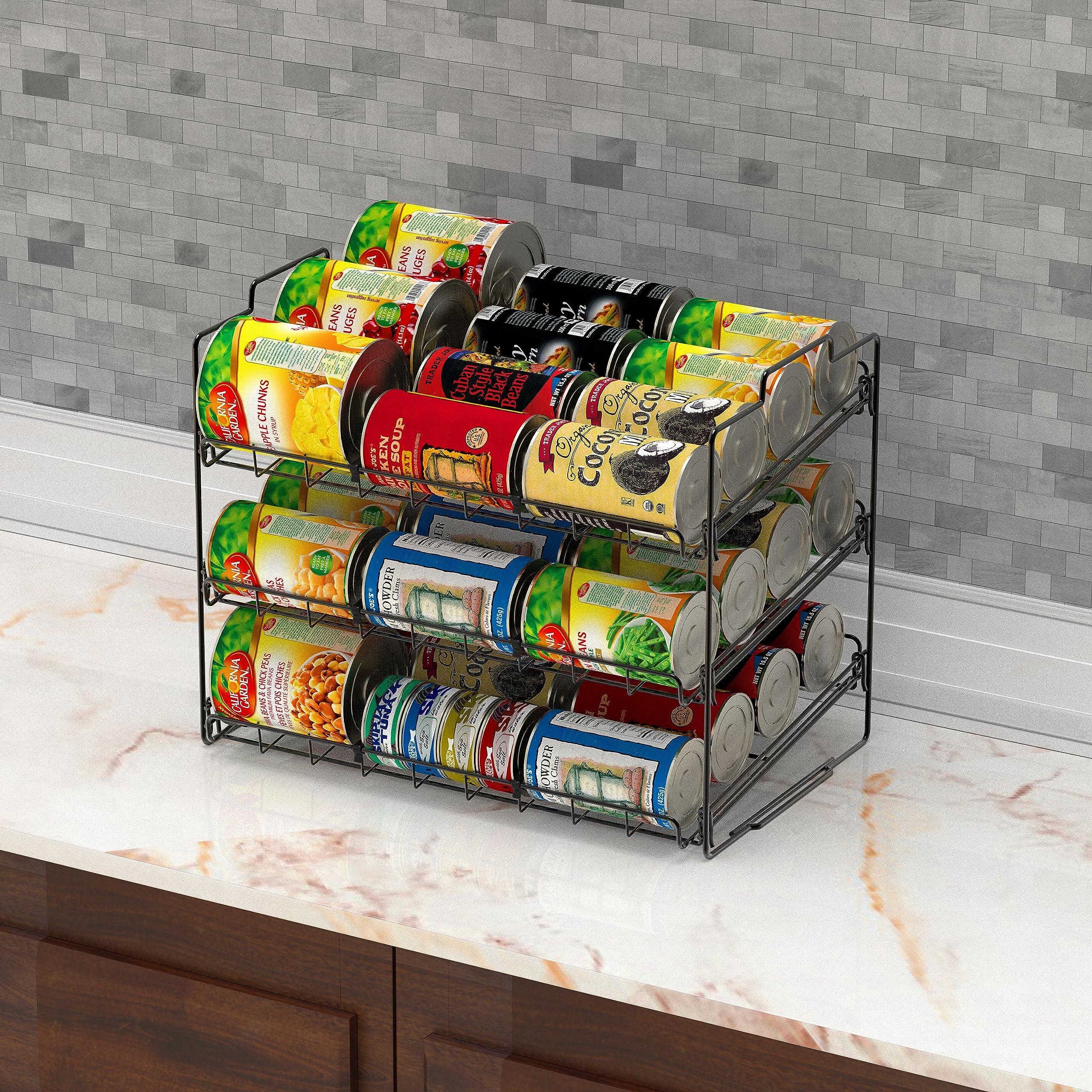 Deco Brothers Stackable Can Rack Organizer for Kitchen and Pantry, 3 Tier, Black - Image 2