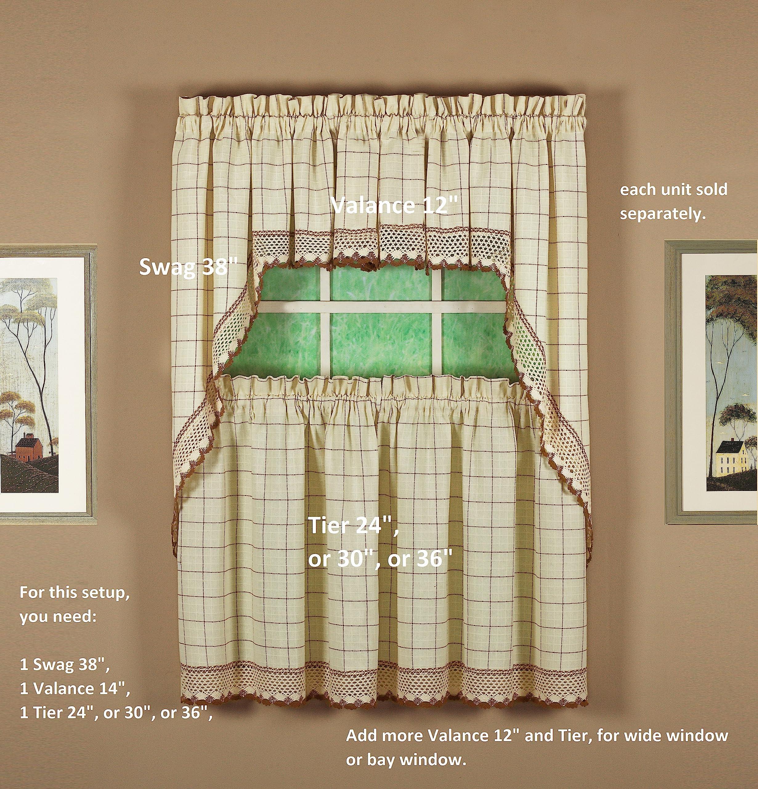 Today's Curtain Adirondack 2-Tone Crochet Swag 38", Ecru/Toast, 60W x 38L - Image 7