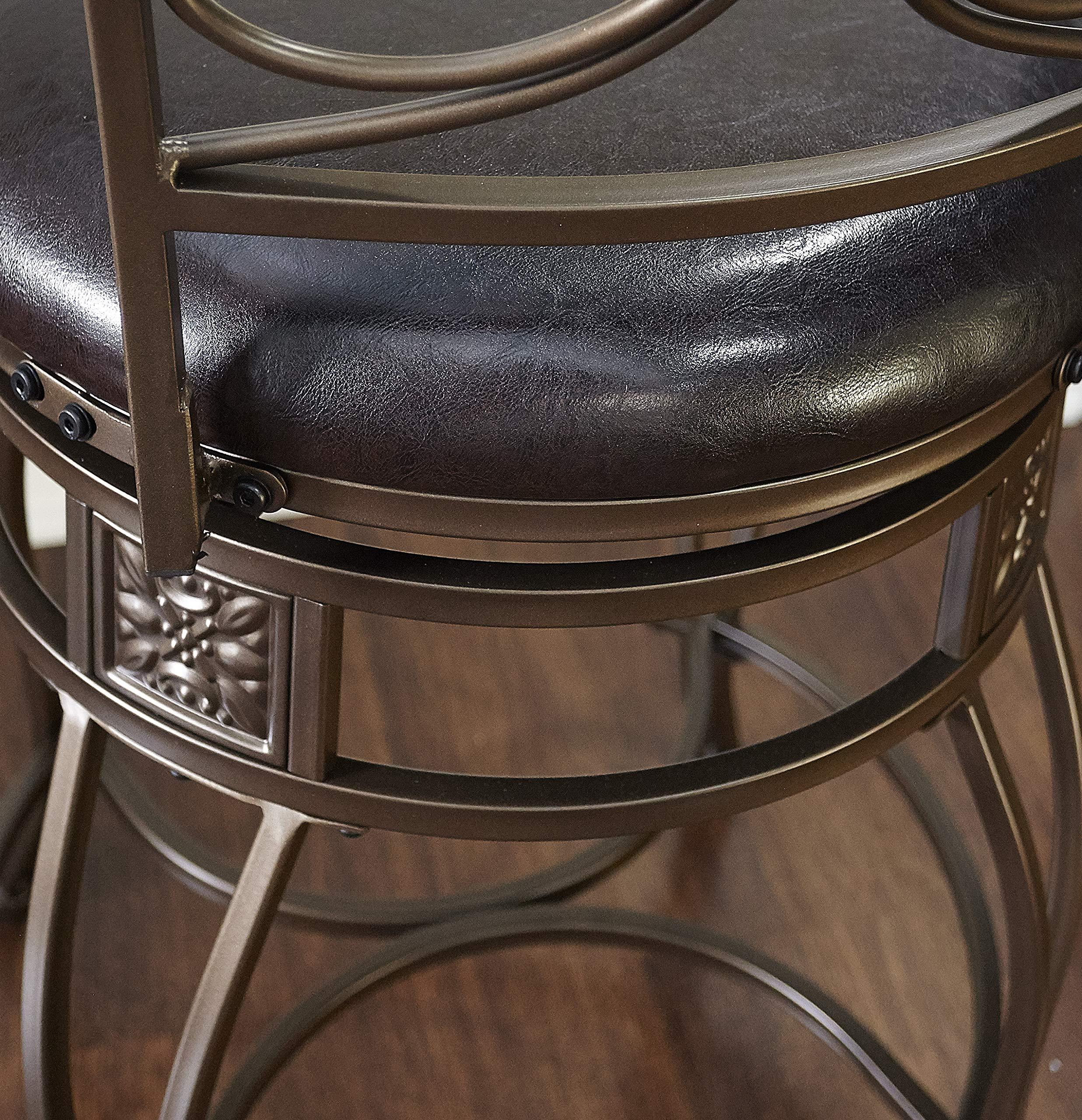 Powell Big and Tall Back Scroll Stool, Counter Height, Dark Bronze/Brown - Image 14