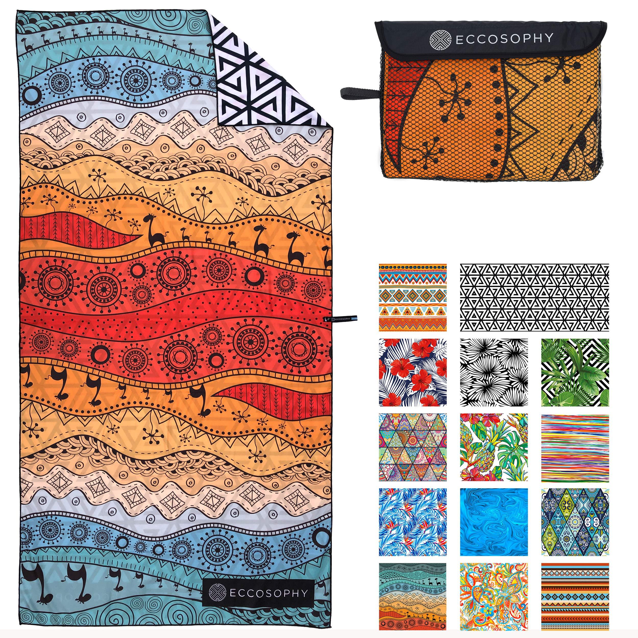 ECCOSOPHY Microfiber Beach Towel - Sand Free Towels are Quick Dry, Light Weight, Super Absorbent - Perfect Pool, Travel, Cruise, Camping Essentials - Oversized Extra Large for Adults 71x35 in