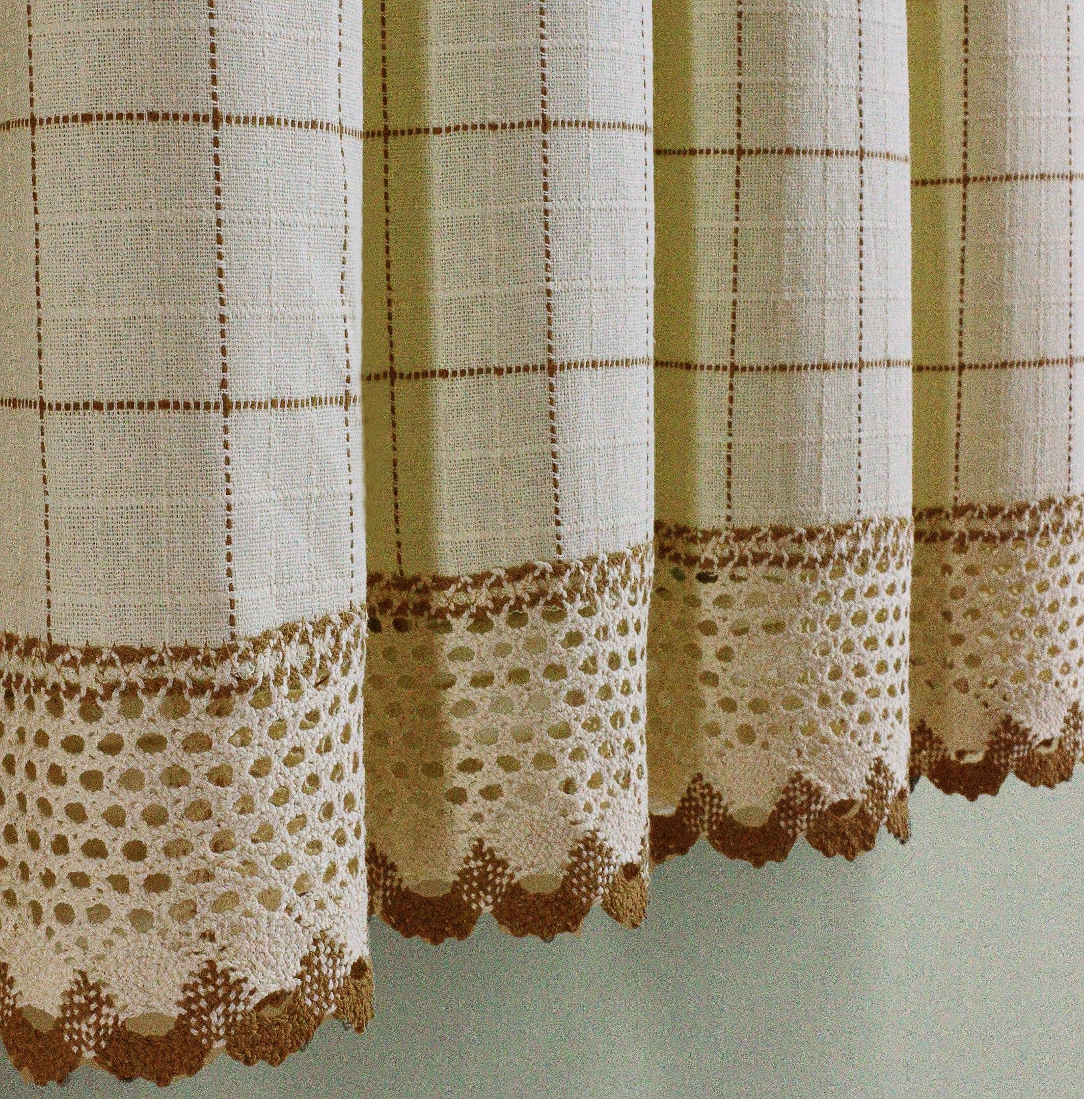 Today's Curtain Adirondack 2-Tone Crochet Swag 38", Ecru/Toast, 60W x 38L - Image 9