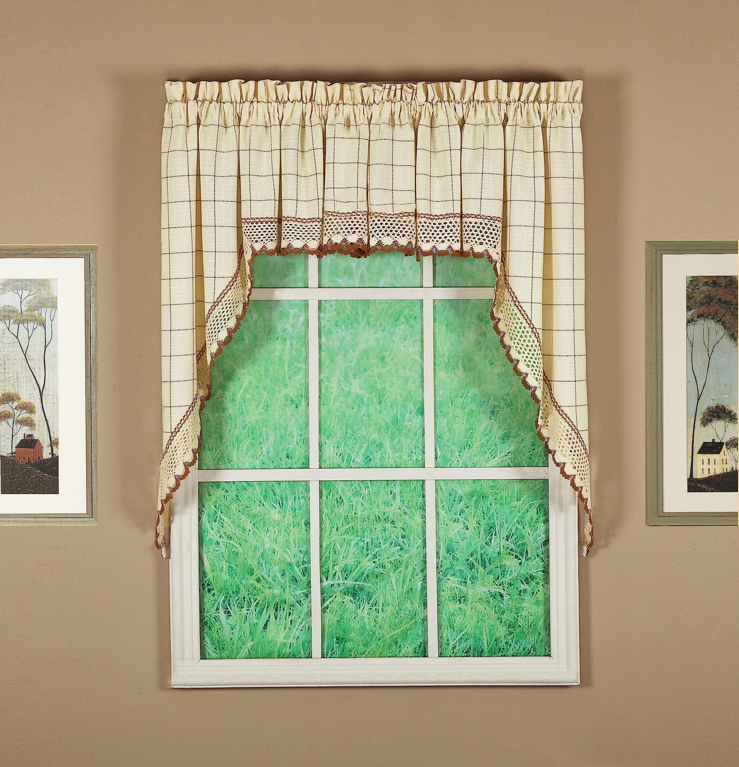 Today's Curtain Adirondack 2-Tone Crochet Swag 38", Ecru/Toast, 60W x 38L - Image 8