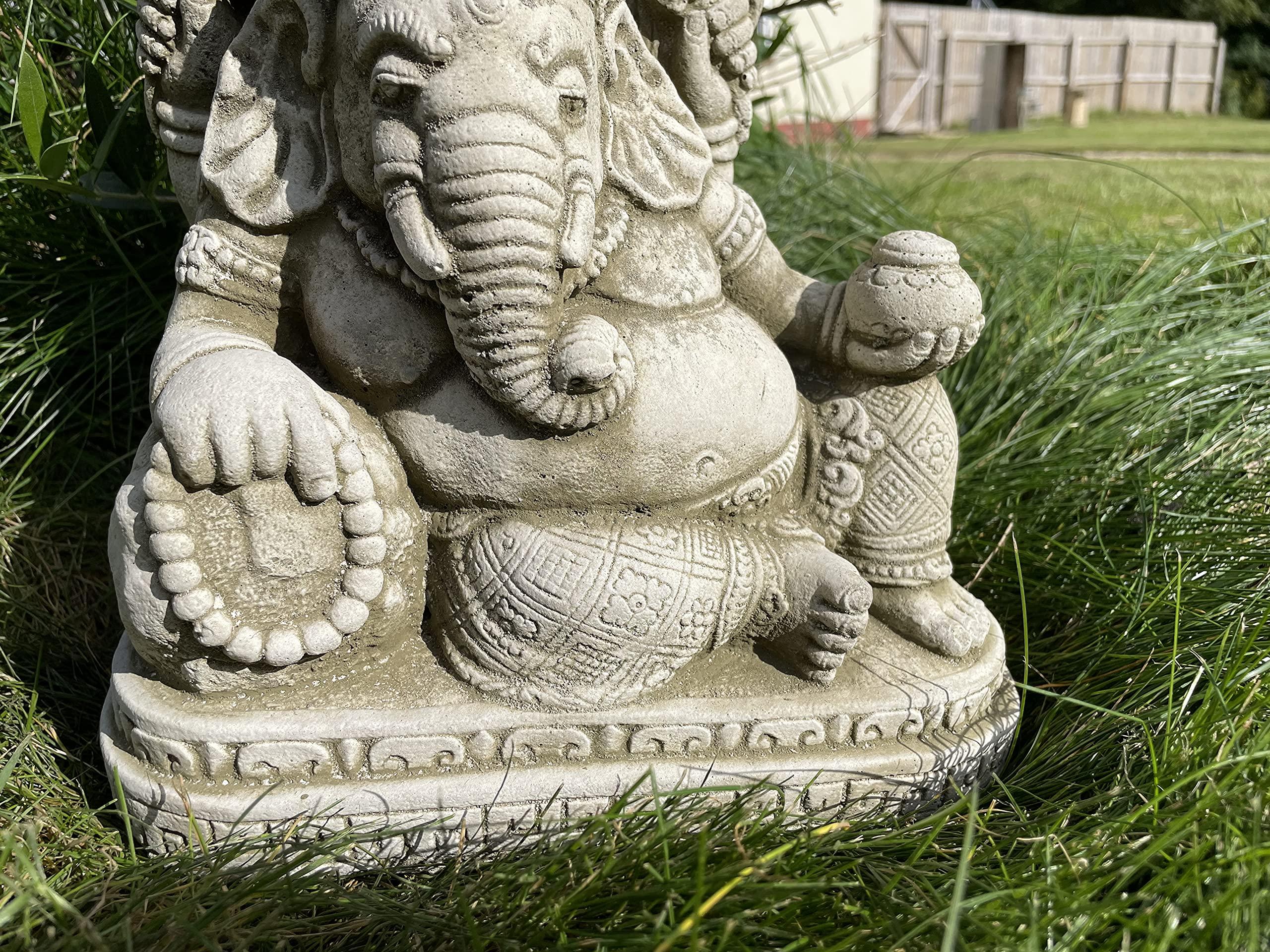 Reconstituted Stone Reclining Ganesh Statue | Vintage Oriental Garden Ornament - Image 5