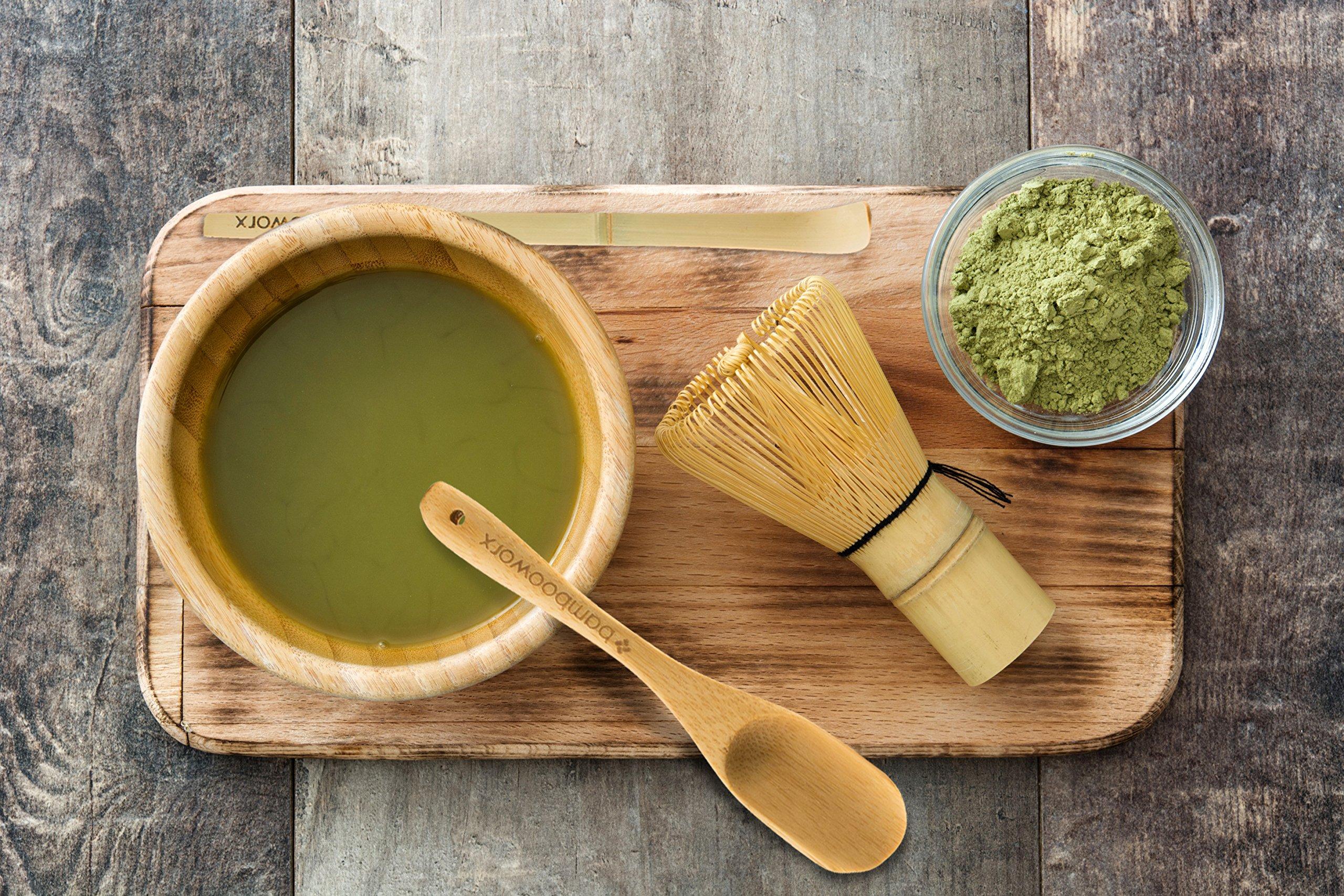 BambooWorx Matcha Whisk Set - (Chasen), Traditional Scoop (Chashaku), Tea Spoon. The Perfect Sets to Prepare a Traditional Cup of Japanese Tea, Handmade from 100% Natural Bamboo - Image 6