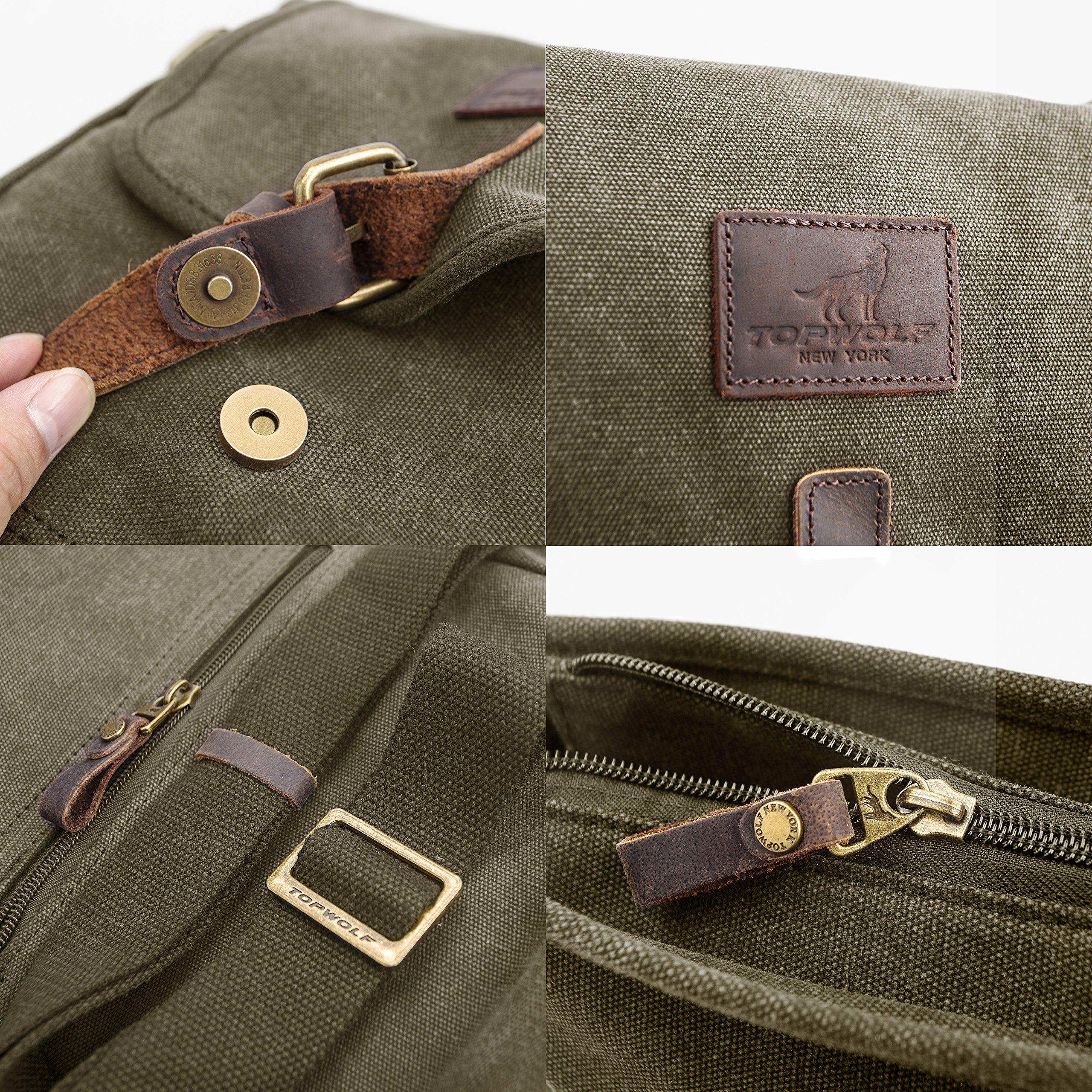 TOPWOLFS Canvas Messenger Bag Small Crossbody Bag Casual Travel Working Tools Bag Shoulder Bag Hold Phone Handset Anti Theft - Image 5