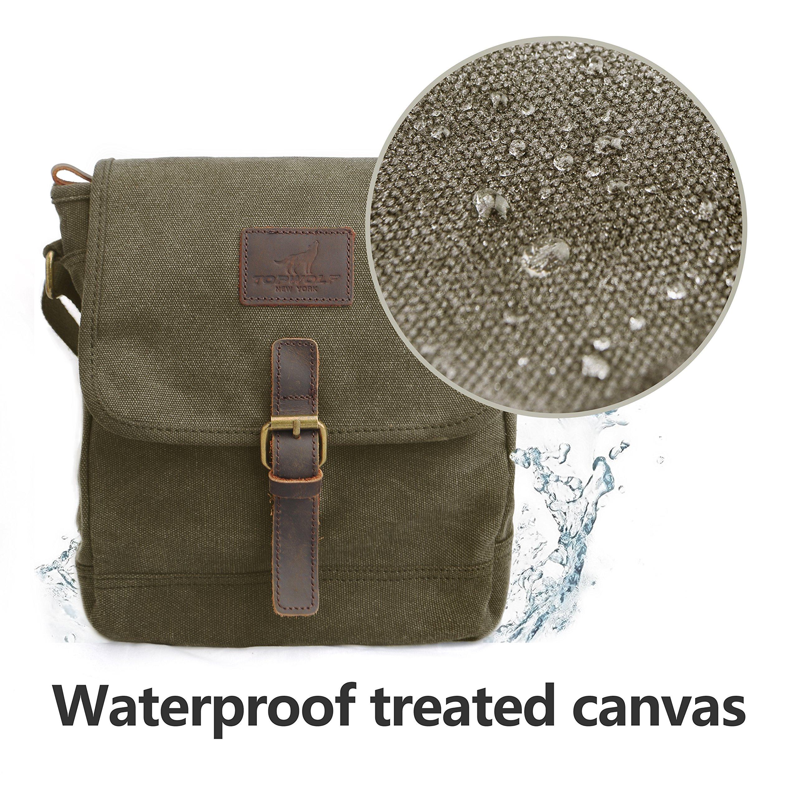 TOPWOLFS Canvas Messenger Bag Small Crossbody Bag Casual Travel Working Tools Bag Shoulder Bag Hold Phone Handset Anti Theft - Image 2