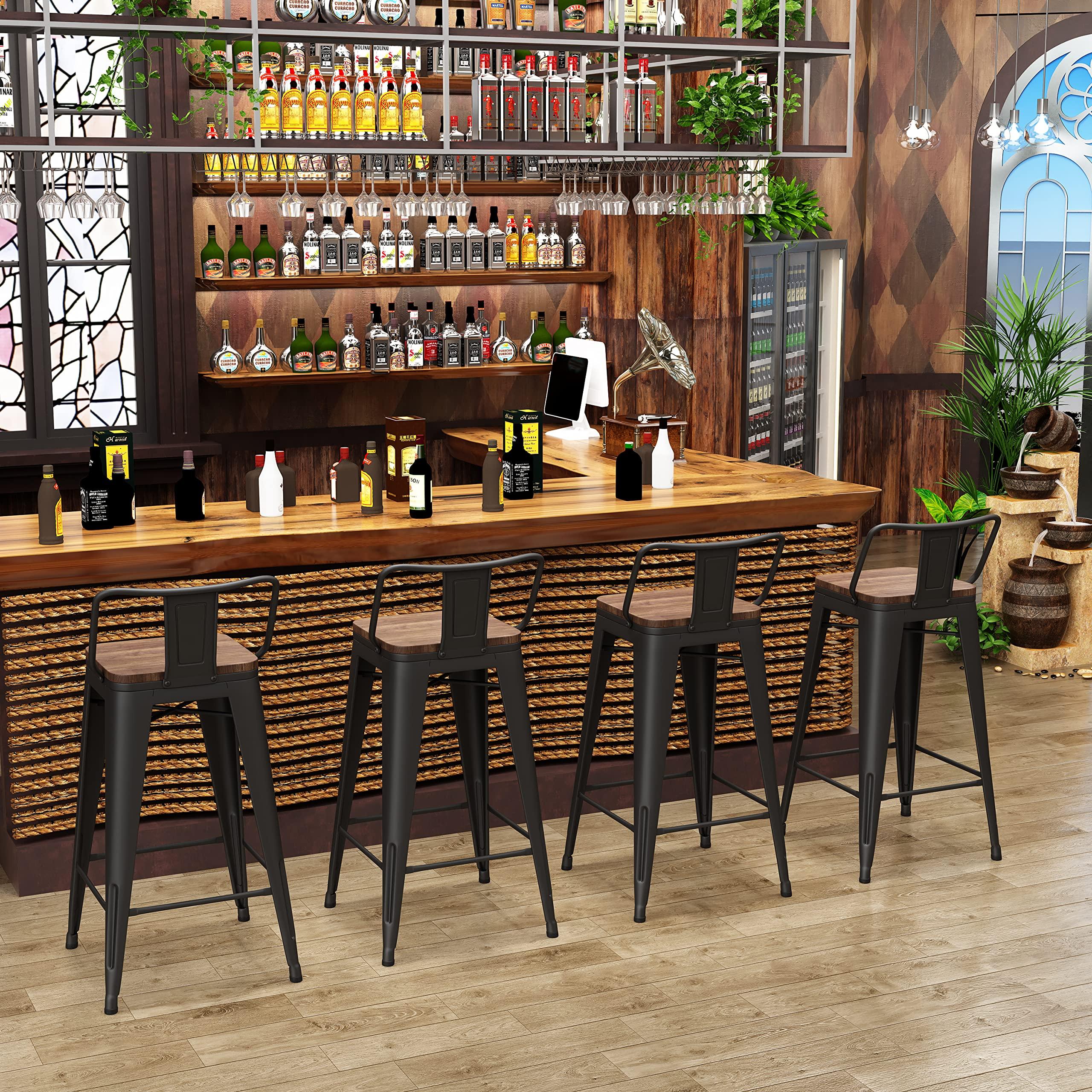 Changjie Furniture 24 Inch Bar Stools Set of 4 Industrial Metal Barstools Counter Height Bar Stool with Backs for Home Kitchen (24 inch, Black) - Image 7