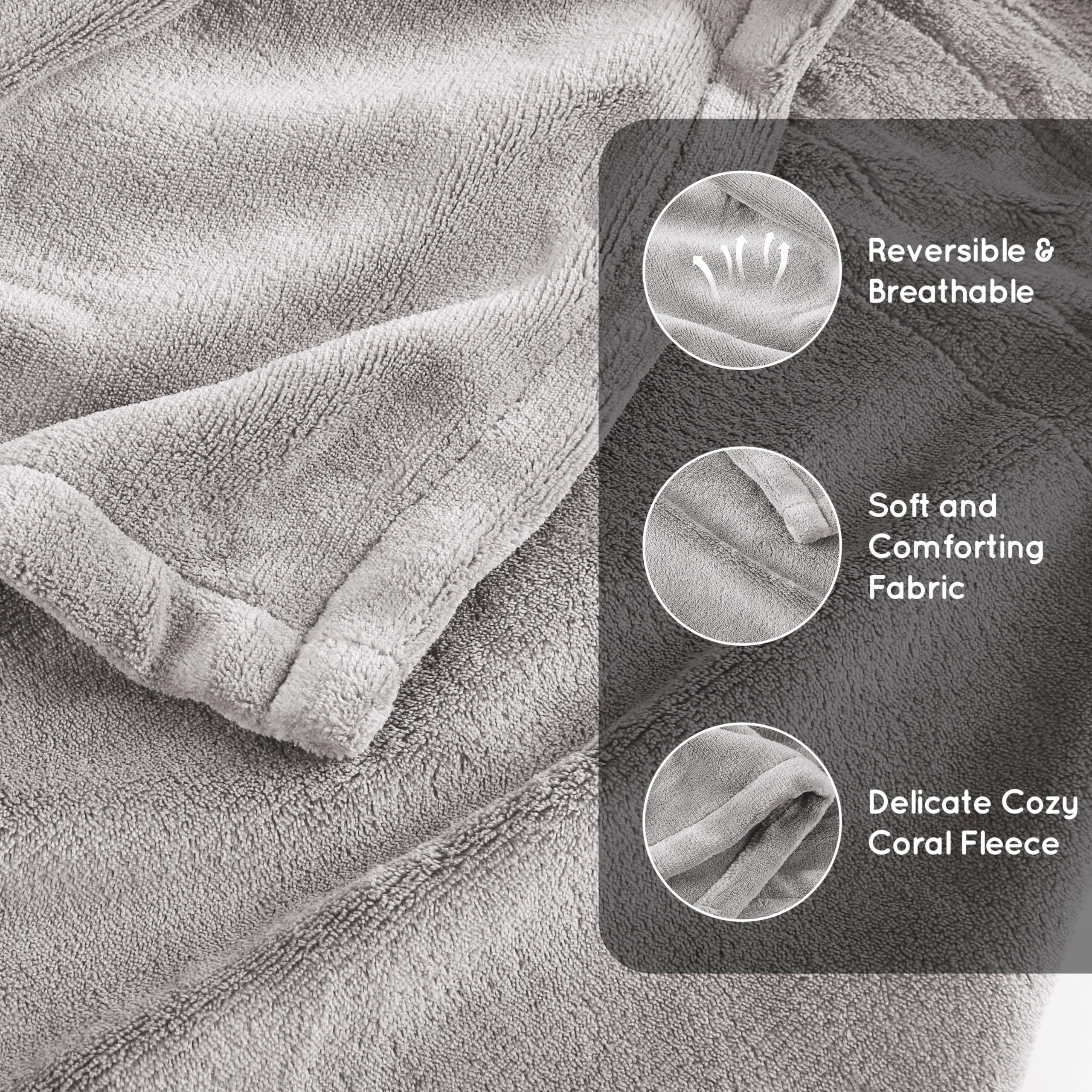 Electric Heated Blanket 72"x84" Full Size with 4 Heating Levels and 10 Hours Auto-Off Large Oversized Heating Blanket with Soft Plush Fabric for Bedding - Gray - Image 7