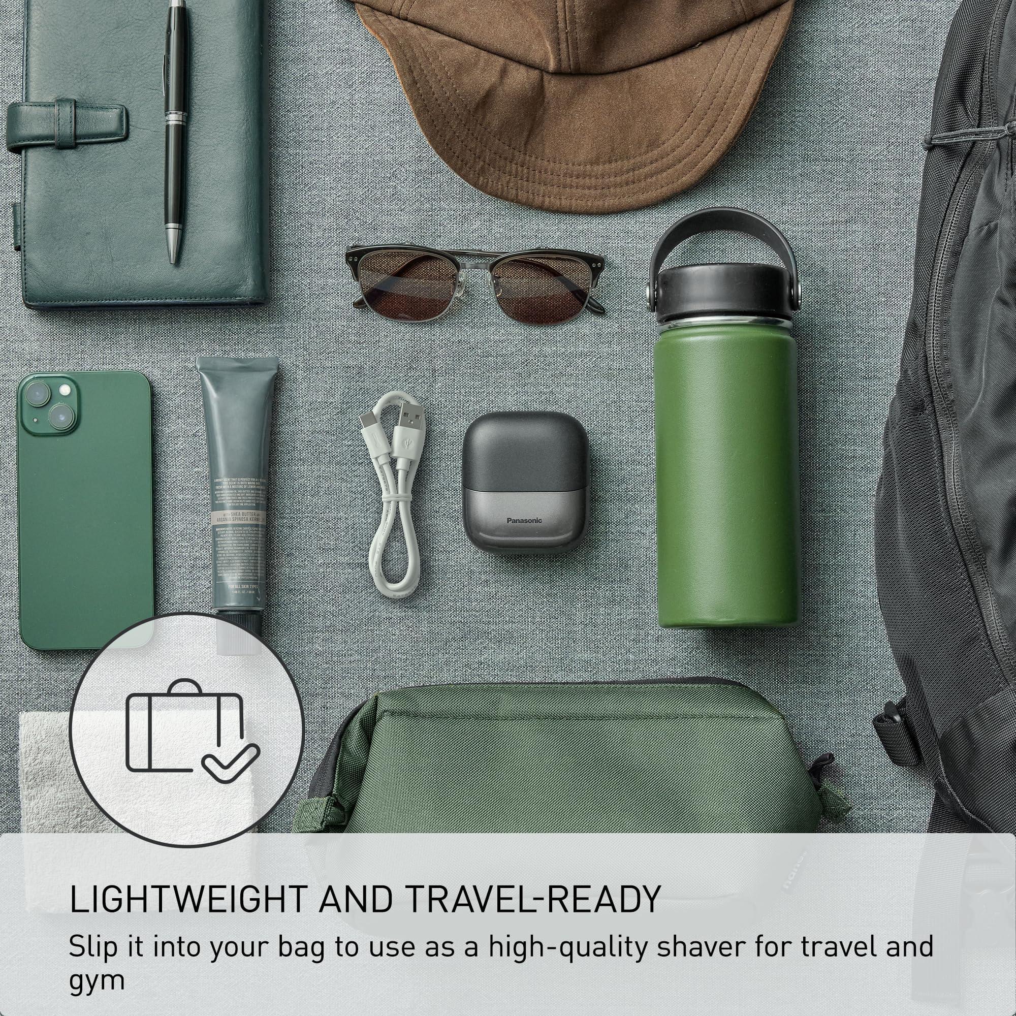 Panasonic Swipe Right Travel Shaver for Men, Portable Electric Razor with USB-C Charging, 3-Blade Cutting System and Beard Sensor Technology, Wet/Dry Use - ES-CM3A-K - Image 3