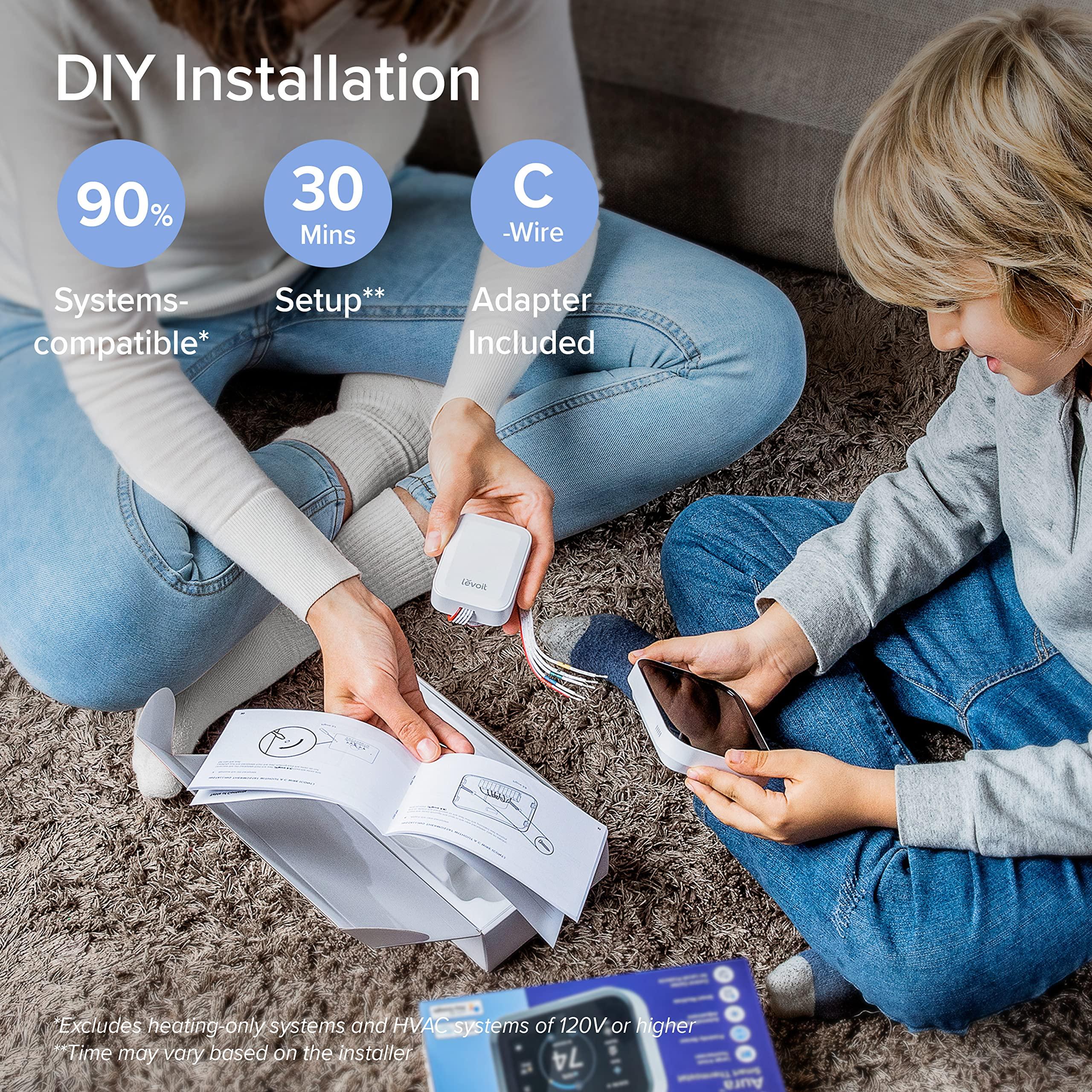 LEVOIT Smart Thermostat for Home, WiFi Programmable Digital Thermostat, Works with Alexa and Smart Sensor, Energy Saving, Large Touch Screen, C-Wire Adapter Included, DIY Install, Aura 400S, White - Image 6