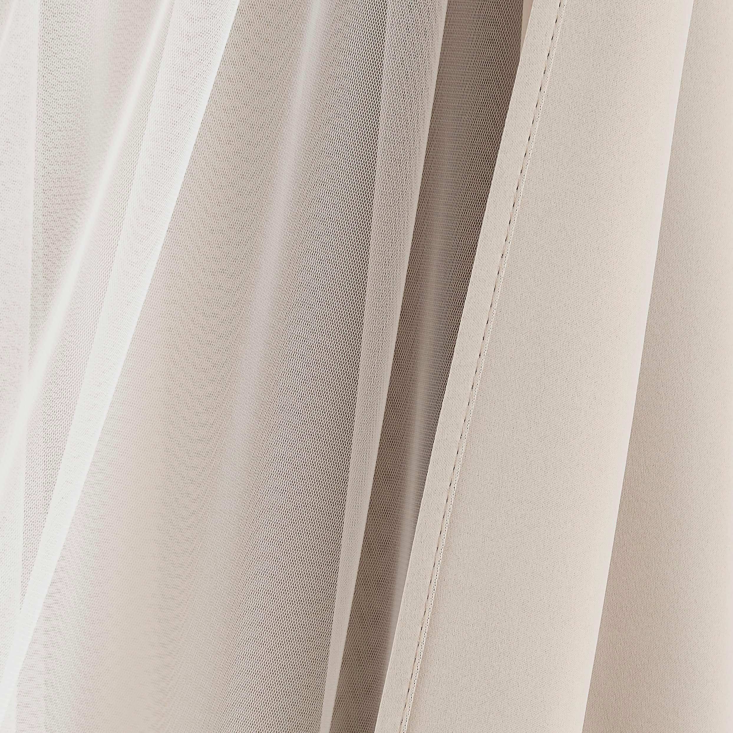 Bujasso Beige 90% Blackout Curtains with Sheer Overlay Mix and Match Double Layer Thermal Insulated Window Panels 84 inch for Living Room Bedroom Beige Drapes with Tiebacks Grommet Top 37" Wx84 Lx2 - Image 2