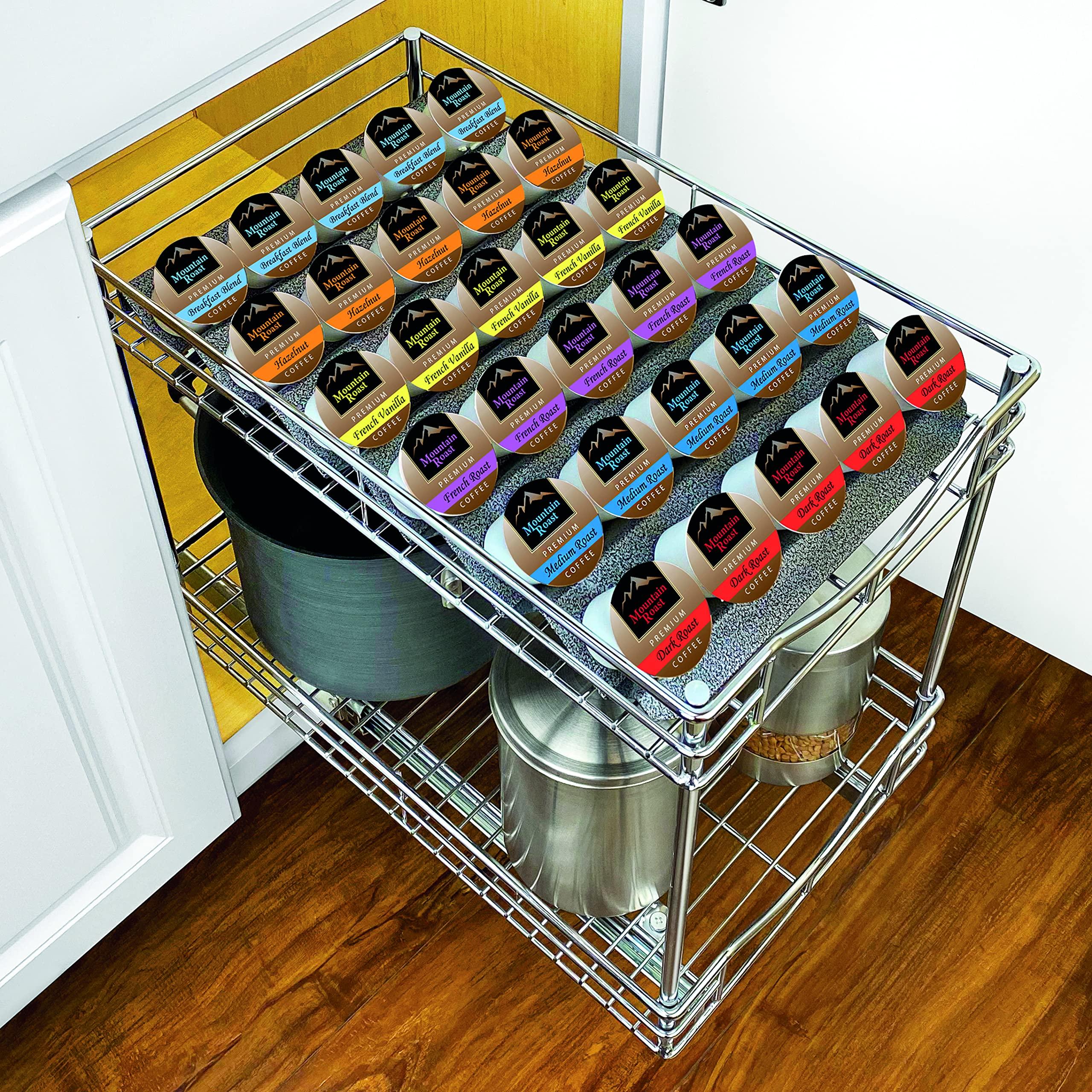 LYNK PROFESSIONAL® Coffee Pod Tray 6-Tier Heavy Gauge Steel Drawer Organizer for Kitchen Cabinets and Coffee Bars, compatible with Keurig K-Cup pods - Lifetime Limited Warranty - Silver Metallic - Image 9
