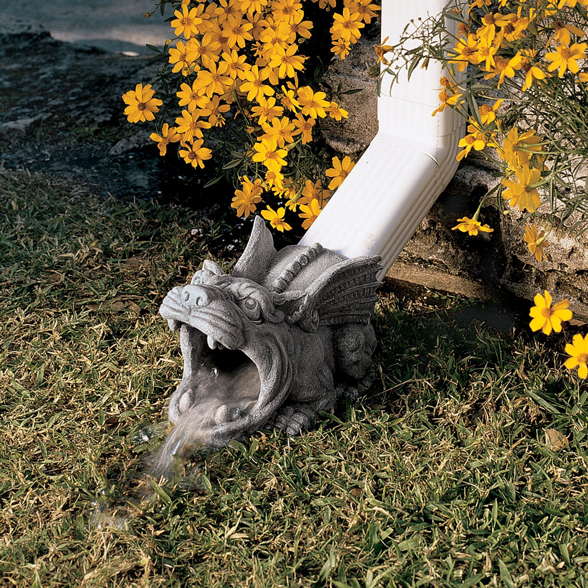 Design Toscano Roland the Gothic Gargoyle Gutter Guardian Rain Downspout Extension Outdoor Statue, 10 Inch Long, Cast Stone Resin, Grey Stone Finish - Image 2