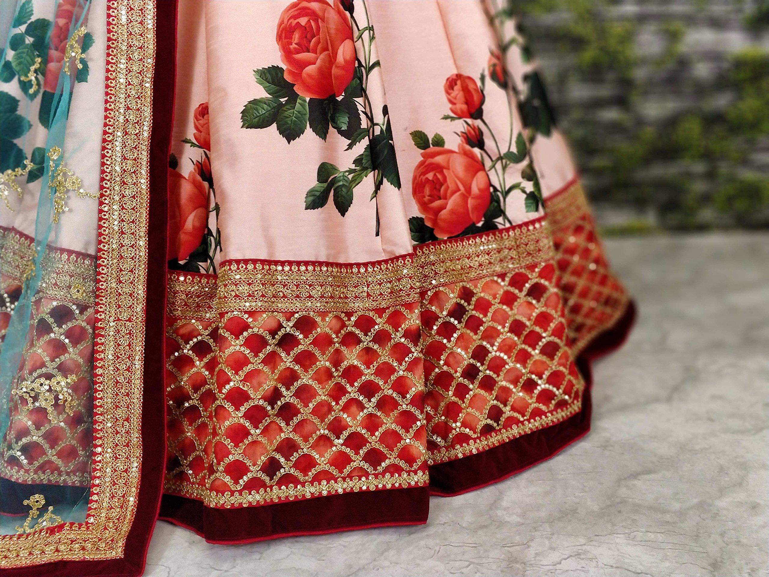 stylishfashion Bollywood Designer lehnga Women's Semi Stitched lengha Pink and Silk Embroidery Heavy lehenga Choli - Image 4