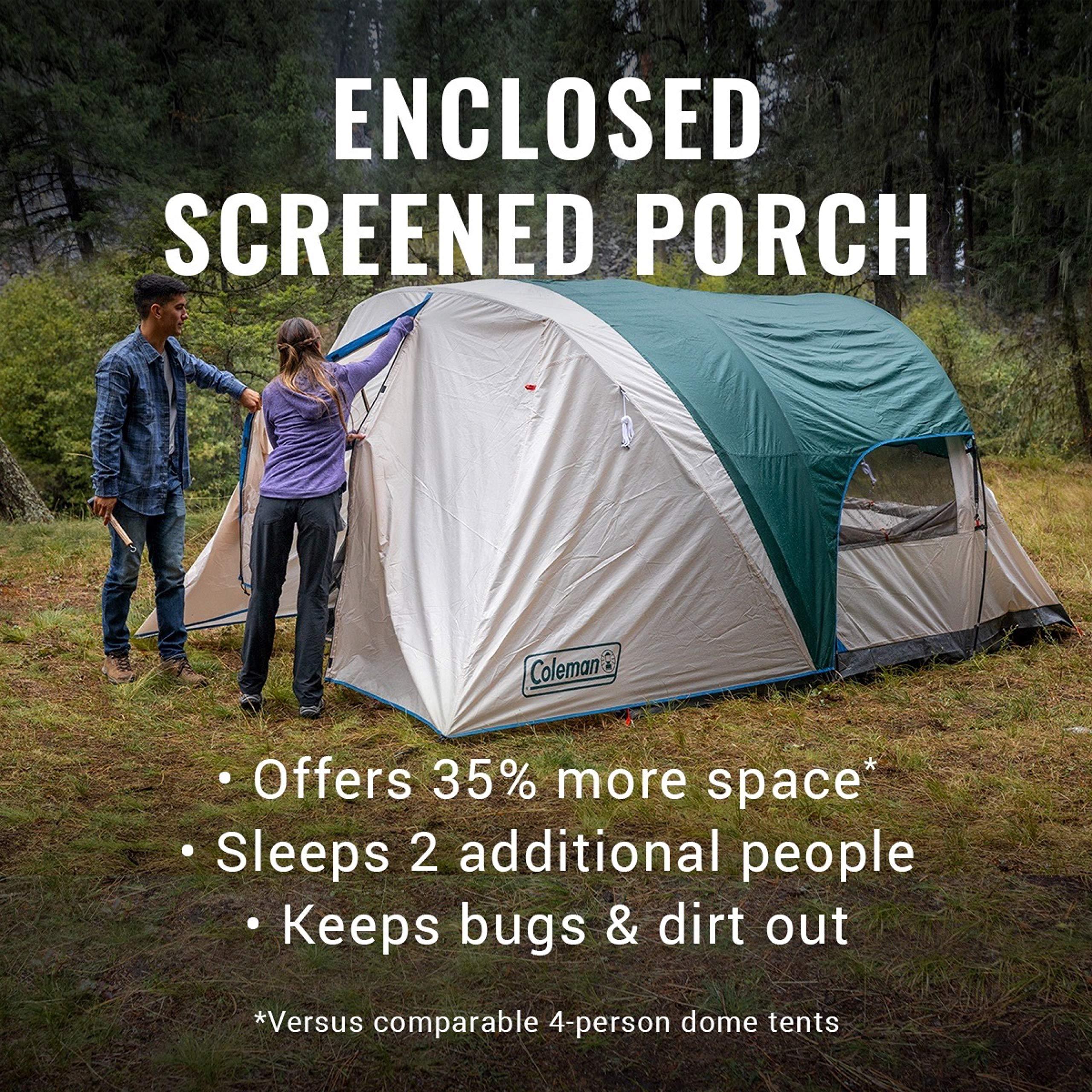 Coleman Cabin Camping Tent with Screened Porch 4/6 Person Weatherproof Tent with Enclosed Screened Porch Option Includes Rainfly Carry Bag Extra Storage and 10 Minute Setup - Image 2
