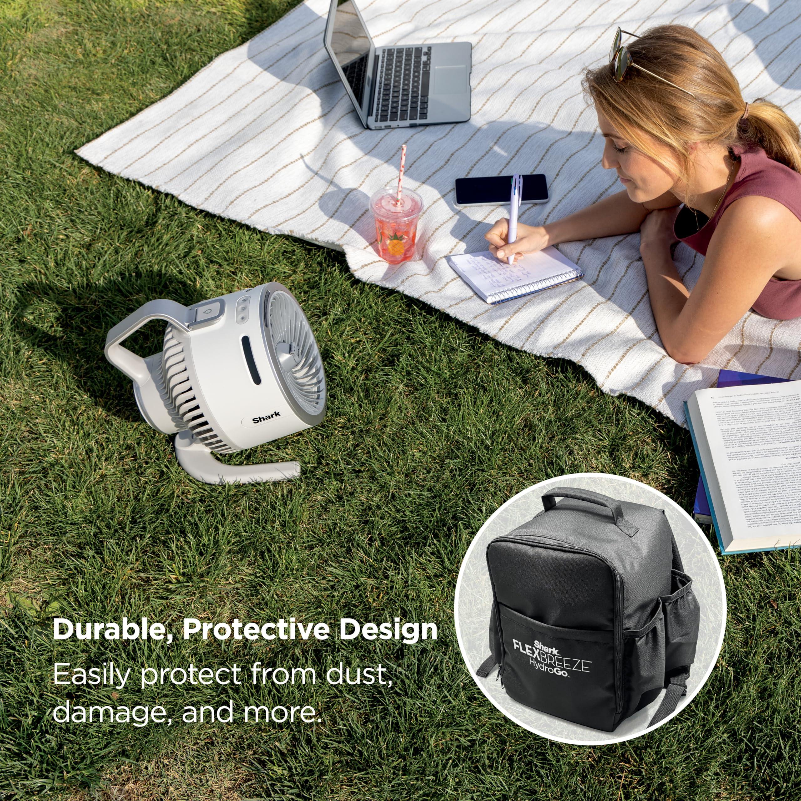 Shark FlexBreeze HydroGo Fan & Travel Bag — Ultra-powerful portable fan with indoor + outdoor evaporative mist, Up to 70 feet of reach, corded & cordless, up to 12-hr. battery, White, FA053BRN - Image 3