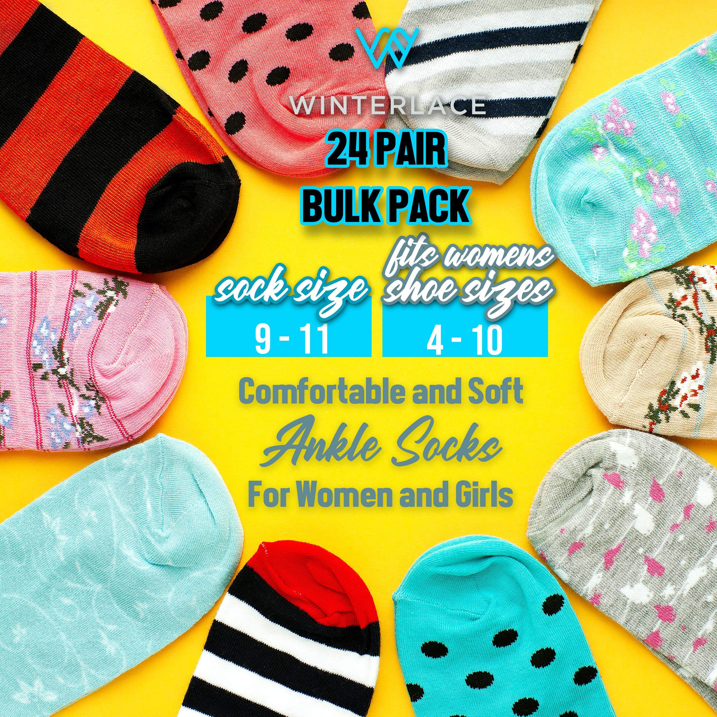 Winterlace 24 Pairs Ankle Socks for Women & Girls Bulk Pack, Fun Cute Low Cut No Show, Colorful Soft - Image 2