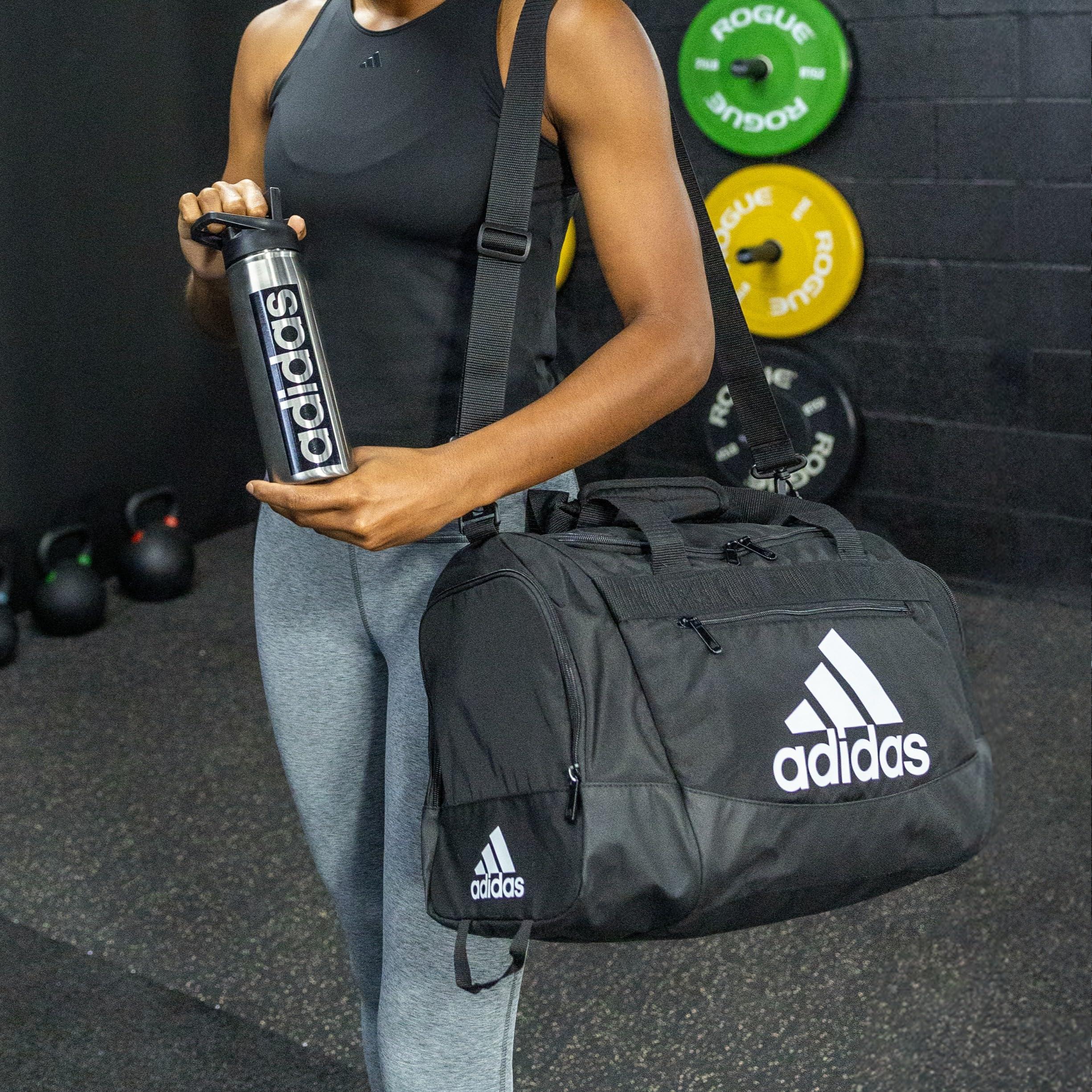 adidas Unisex Defender 4.0 Gym Duffel Bag for Men and Women, Black/White, Medium (66L) - Image 2