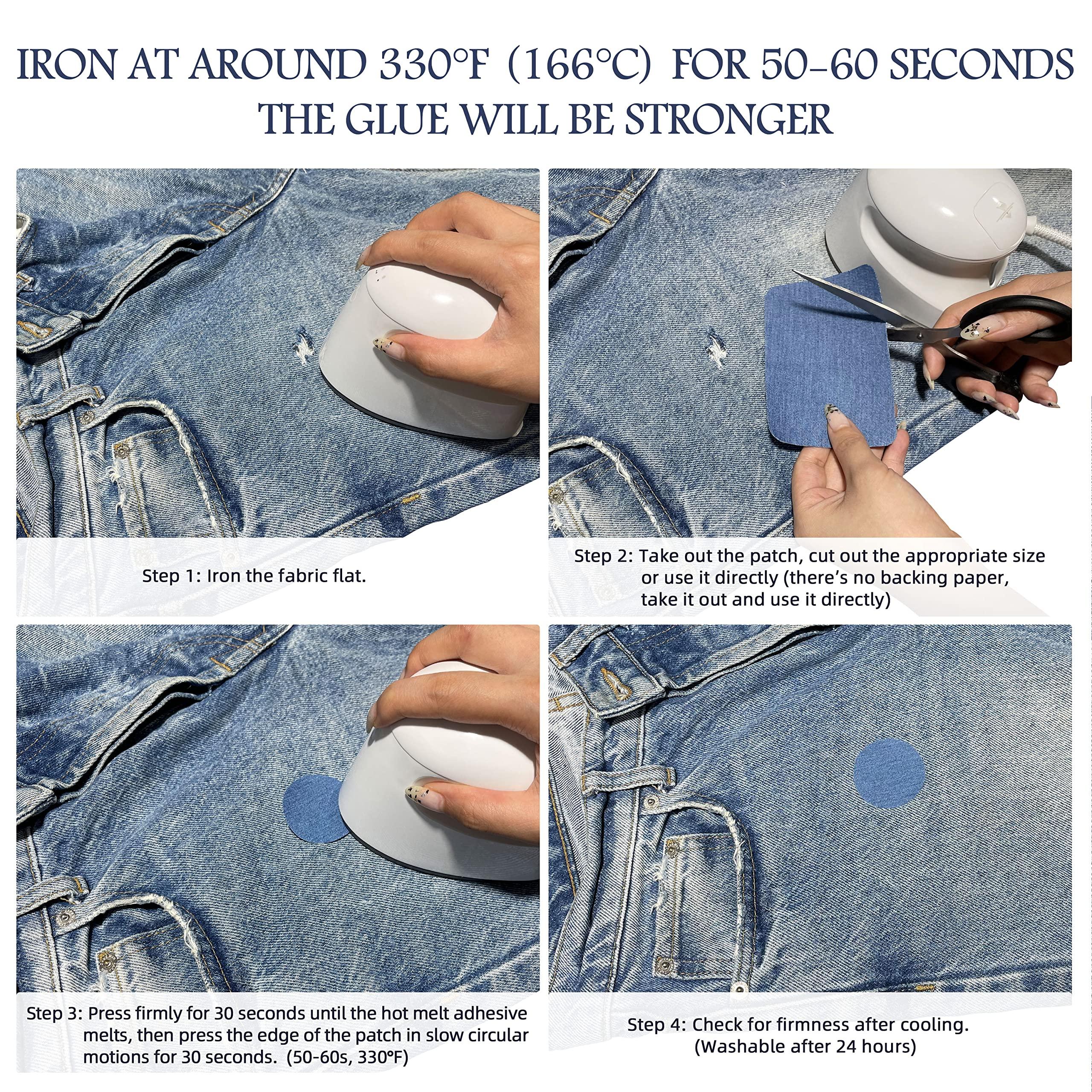 KING MOUNTAIN Iron-on Repair Patch 20 Pcs Pack,Denim Patches for Jeans Kit 3" by 4-1/4", 100% Cotton Denim Iron-on Repair Patch,Jeans and Clothing Repair and Decoration Kit (Five Color) - Image 5