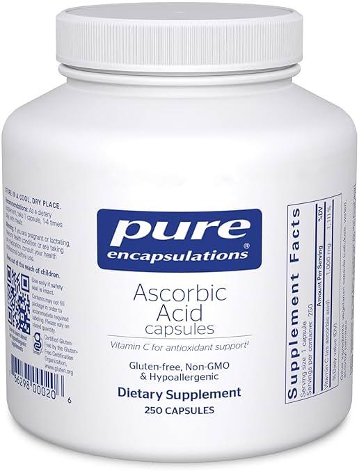 Pure Encapsulations Ascorbic Acid Capsules - 1,000 mg Vitamin C - Antioxidant & Immune Support* - High-Potency Vitamin C - Vegan & Non-GMO - 250 Capsules by Pure Encapsulations — Shop at Bazar