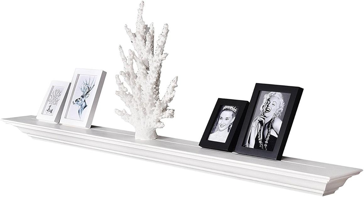 WELLAND White 60 Inch Fireplace Mantel Shelf Wall Mounted,Solid Pine Wood Finished Corona Crown Molding Floating Wall Photo Ledge Shelves by WELLAND — Shop at Bazar