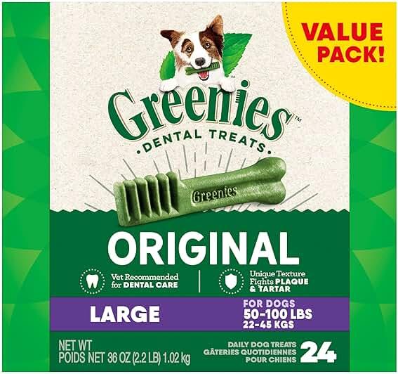 Greenies Veterinarian-Recommended Natural Dental Dog Treats, Large Size, Original Flavor, 36 oz. Pack, 24 Count by Greenies — Shop at Bazar