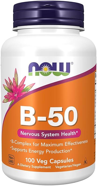 NOW Foods Supplements, Vitamin B-50 mg, Energy Production*, Nervous System Health*, 100 Veg Capsules by NOW Foods - Shop at Bazar