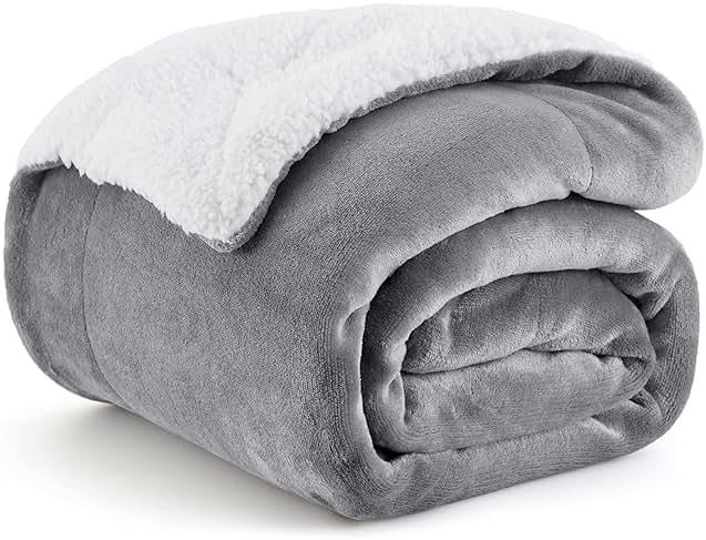 Bedsure GentleSoft Sherpa Fleece Throw Blanket for Couch, Non-Heated, Thick & Warm Cozy Blanket for Winter, Soft Fuzzy Plush Throw Gifts for Women and Men, Grey, 50x60 Inches by Bedsure — Shop at Bazar