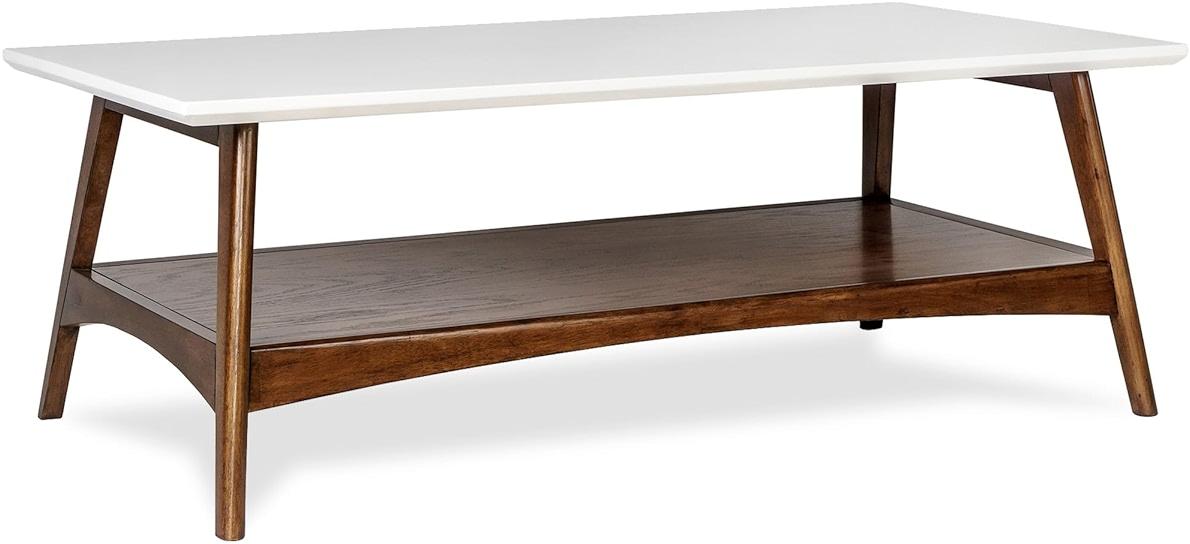 Madison Park Rectangular Wood Coffee Table With Solid Wood Frame & Legs, Living Room Coffee Tables With Storage Shelf, Accent Furniture For Living Room, Minimalist Decor - Off-White / Pecan Parker by Madison Park — Shop at Bazar