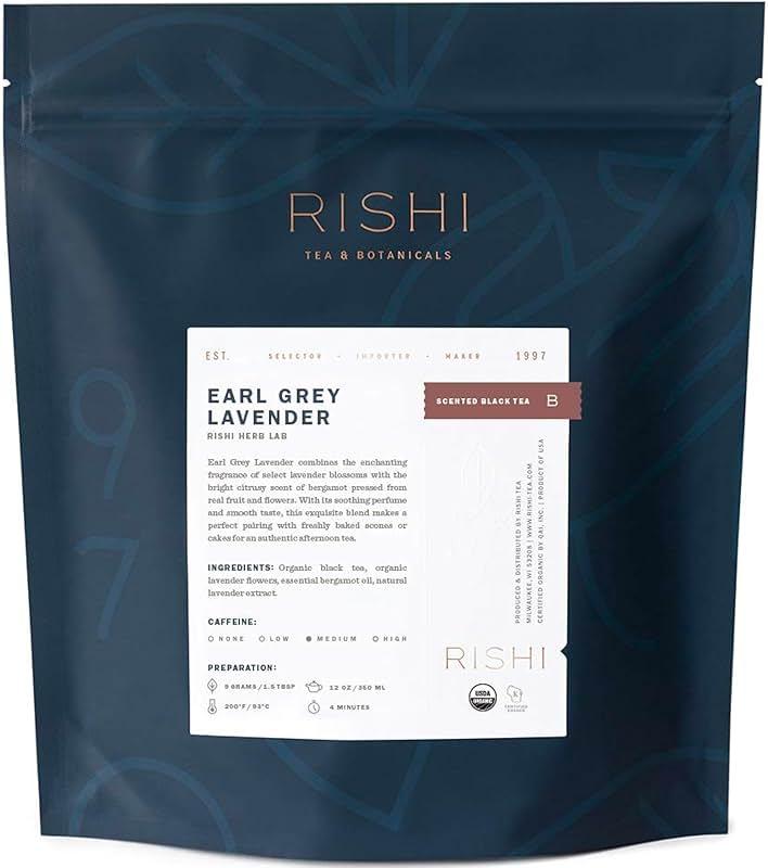 Rishi Tea Earl Grey Lavender Loose Leaf Pure Black Tea - Organic with Bergamot Oil and Lavender Flowers, Energizing & Caffeinated - 16 Ounces, 50+ Servings by Rishi Tea — Shop at Bazar