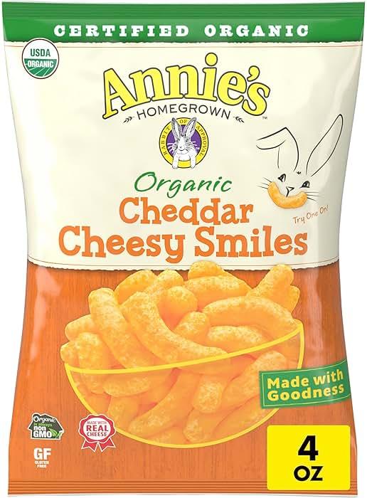 Annie's Organic Cheddar Cheesy Smiles, Baked Corn Puffs, Gluten Free, 4 oz by Annie's Homegrown - Shop at Bazar