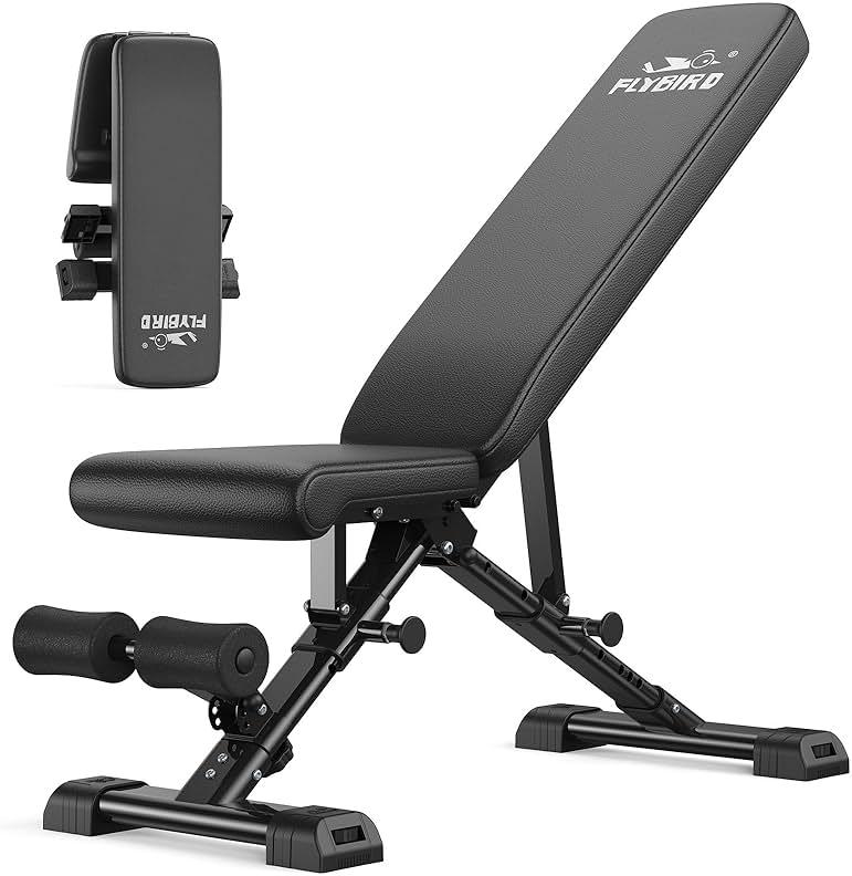 FLYBIRD WB5 Weight Bench, ASTM-Certified 800LBS Adjustable Weight Bench Workout Bench Foldable for Home Gym, 90° to -30° FID and 30in Extended Backrest for Bench Press Strength Training Exercise by FLYBIRD — Shop at Bazar