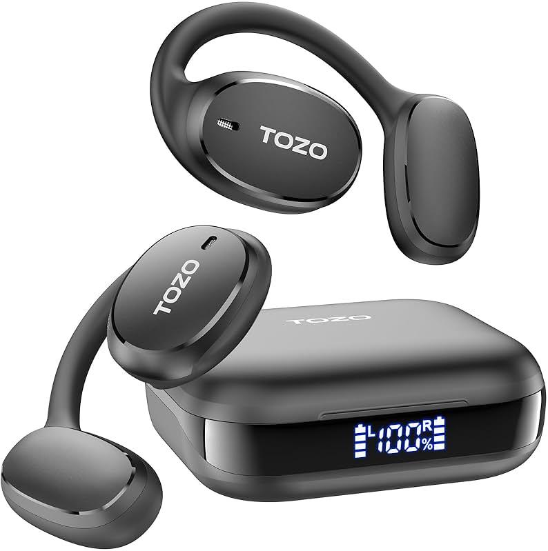 TOZO OpenEgo Open Ear Earbuds Bluetooth Headphones, 5.3 Bluetooth Sport Earbuds with Earhooks for 80Hrs Playtime,32 EQ Modes, Digital Display, Clear Calls, Comfortable Wear for Running, Work, Black by TOZO — Shop at Bazar