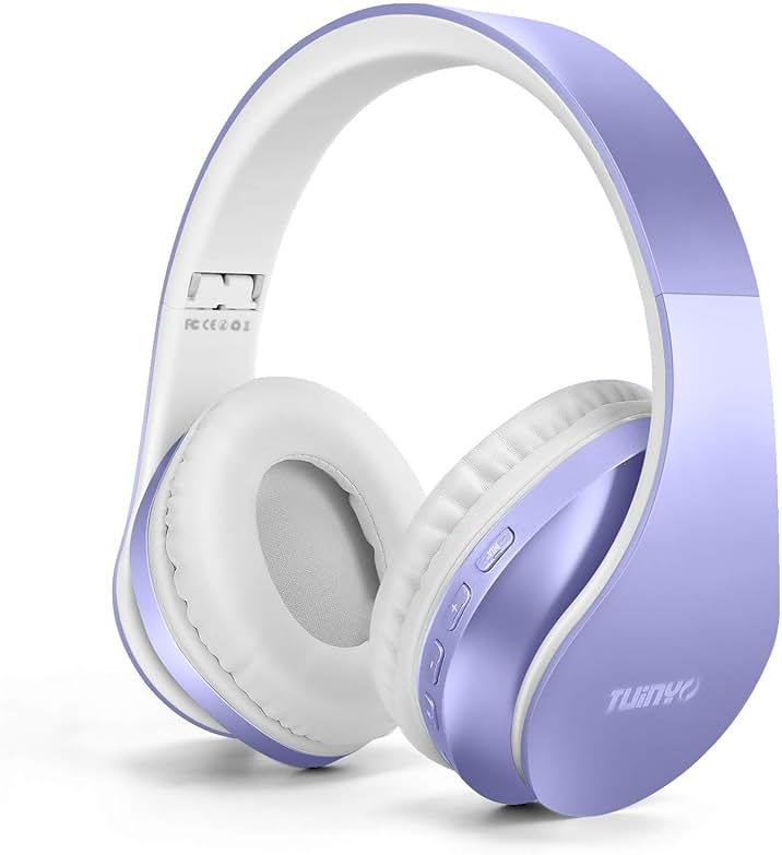 TUINYO Wireless Headphones Over Ear, Bluetooth Headphones with Microphone, Foldable Stereo Wireless Headsetfor Travel Work TV PC Cellphone-Purple by TUINYO — Shop at Bazar