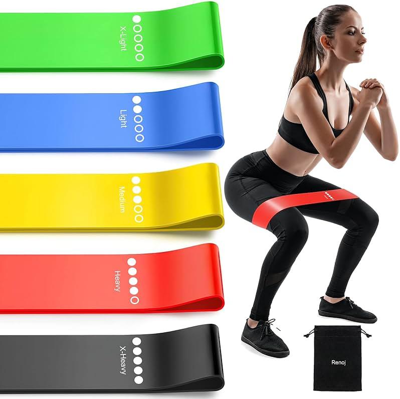 Resistance Bands for Working Out, 5-Pack Elastic Exercise Bands for Strength Training, Stretching, Workout; Home Gym Equipment for Women Men, Pilates Yoga Physical Therapy, Leg Glute Arm Exercise Kit by Renoj — Shop at Bazar