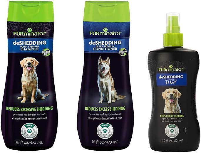 FURminator deShedding Kit, deShedding Shampoo, deShedding Conditioner, deShedding Waterless Spray, For Dogs, 40.5 oz (Set of 3) by FURminator — Shop at Bazar