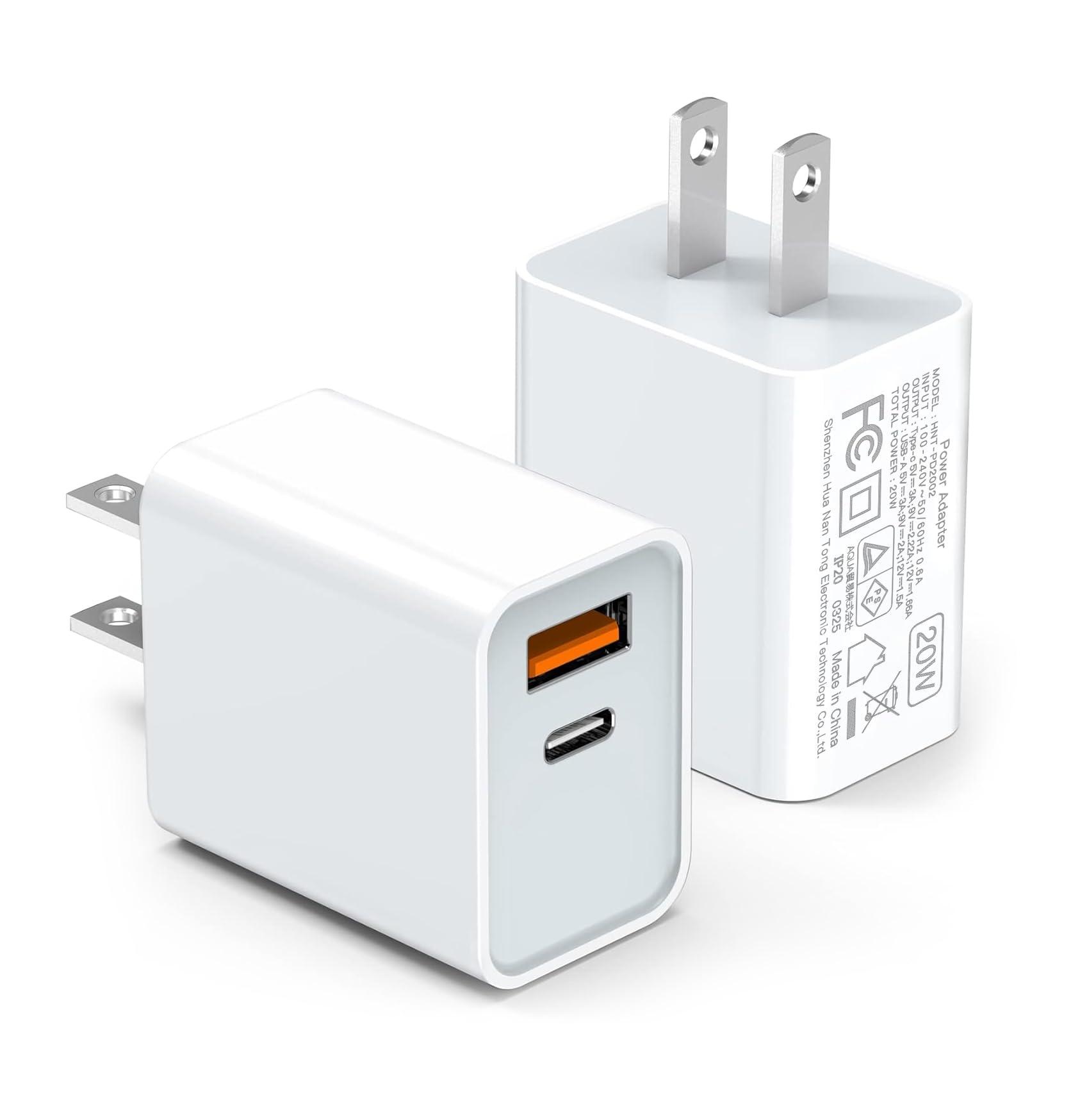 LCGENS USB C Wall Charger Block 20W, 2-Pack Dual Port PD Power Delivery Fast Type C Charging Block Plug Compatible with iPhone 11/12/13/14/15/16/17 Pro Max, XS/XR/X, Ipad Pro, Samsung Galaxy by LCGENS — Shop at Bazar