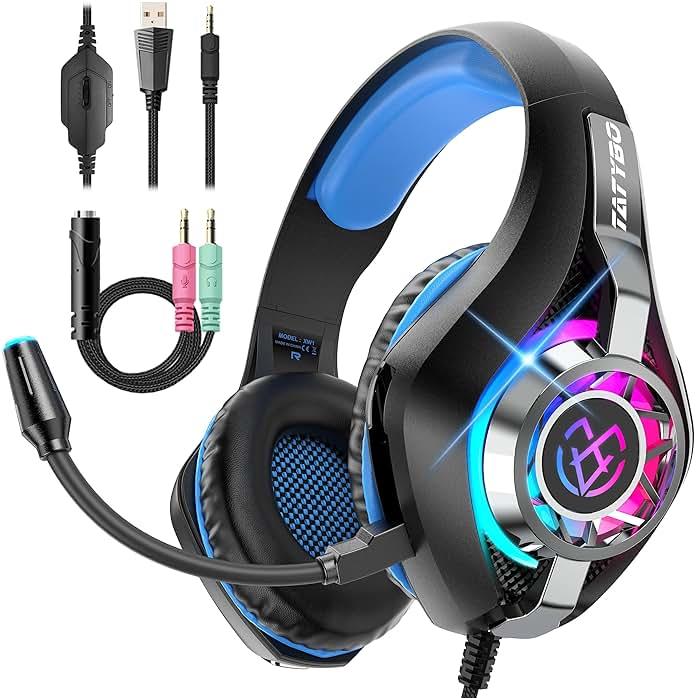 Tatybo Gaming Headset for PC, Ps5, Ps4, Switch, Mobile, Xbox Headset with Deep Bass Stereo Sound, Over Ear Gaming Headphones with Noise Canceling Mic, RGB, Ps5 Headset for Nintendo, Xbox by Tatybo — Shop at Bazar