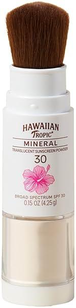 Hawaiian Tropic Mineral Powder Sunscreen Brush SPF 30 | Beach Essentials, Zinc Oxide Mineral Sunscreen Powder SPF, Face Sunblock Travel Size, Brush On Sun Screen Protector for Face and Body, 0.15oz by Hawaiian Tropic - Shop at Bazar